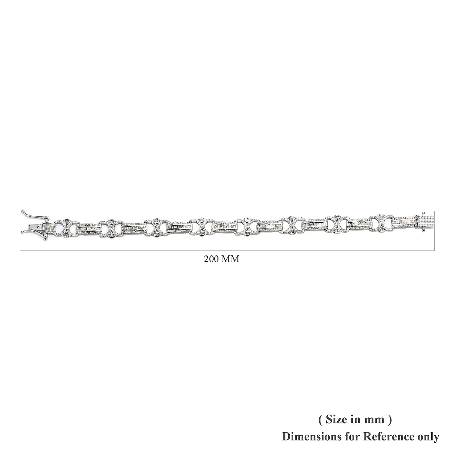 Diamond (Bgt) Bracelet (Size 7.5) in Platinum Overlay Sterling Silver   2.500 Ct, Silver wt 13.63 Gms