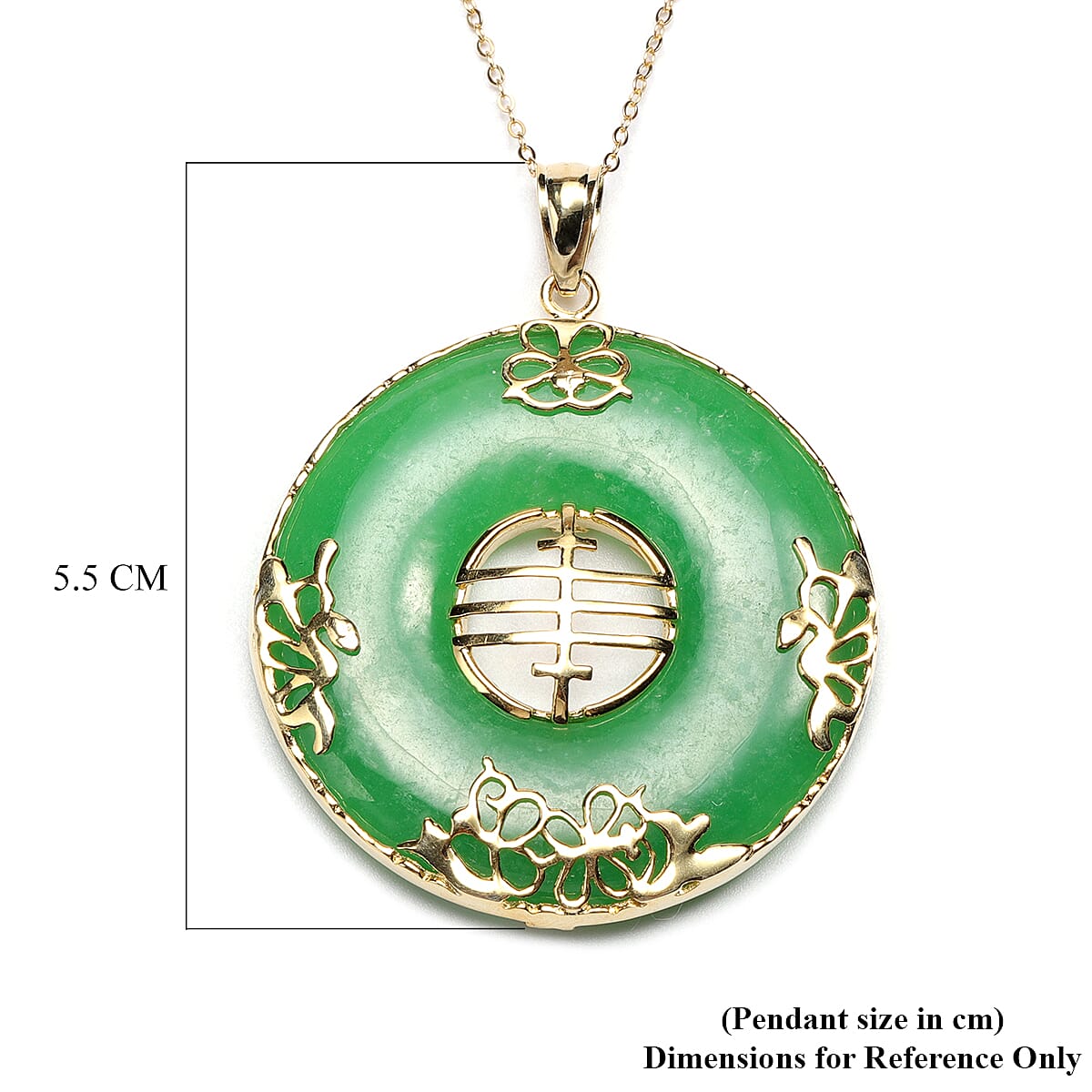 Green Jade Pendant With Chain (Size 18) in Yellow Gold Overlay Sterling Silver 80.10 Ct