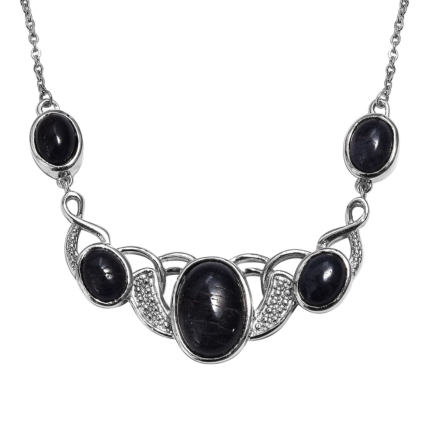 Blue Aventurine (Ovl) Necklace (Size 18) in Silver Plated 14.000 Ct.