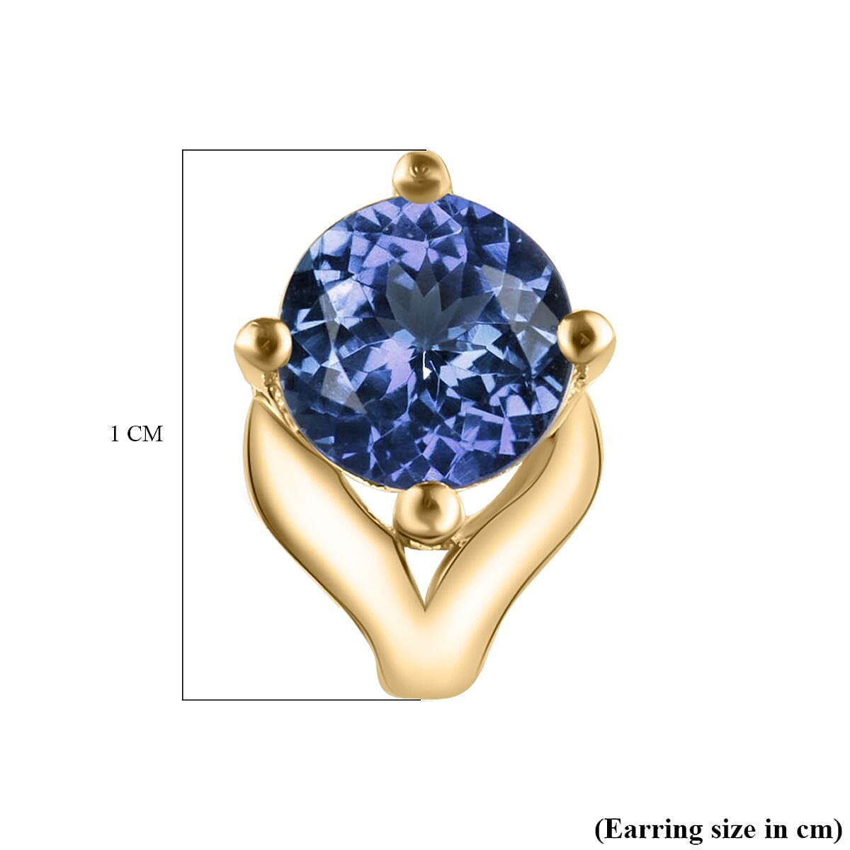 D'Joy Tanzanite (Rnd) Stud Earrings with Push Back in 18K Vermeil Yellow Gold Plated Sterling Silver