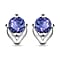 1 Ct Tanzanite Solitaire Stud Earrings in Platinum Plated Sterling Silver with Push Back