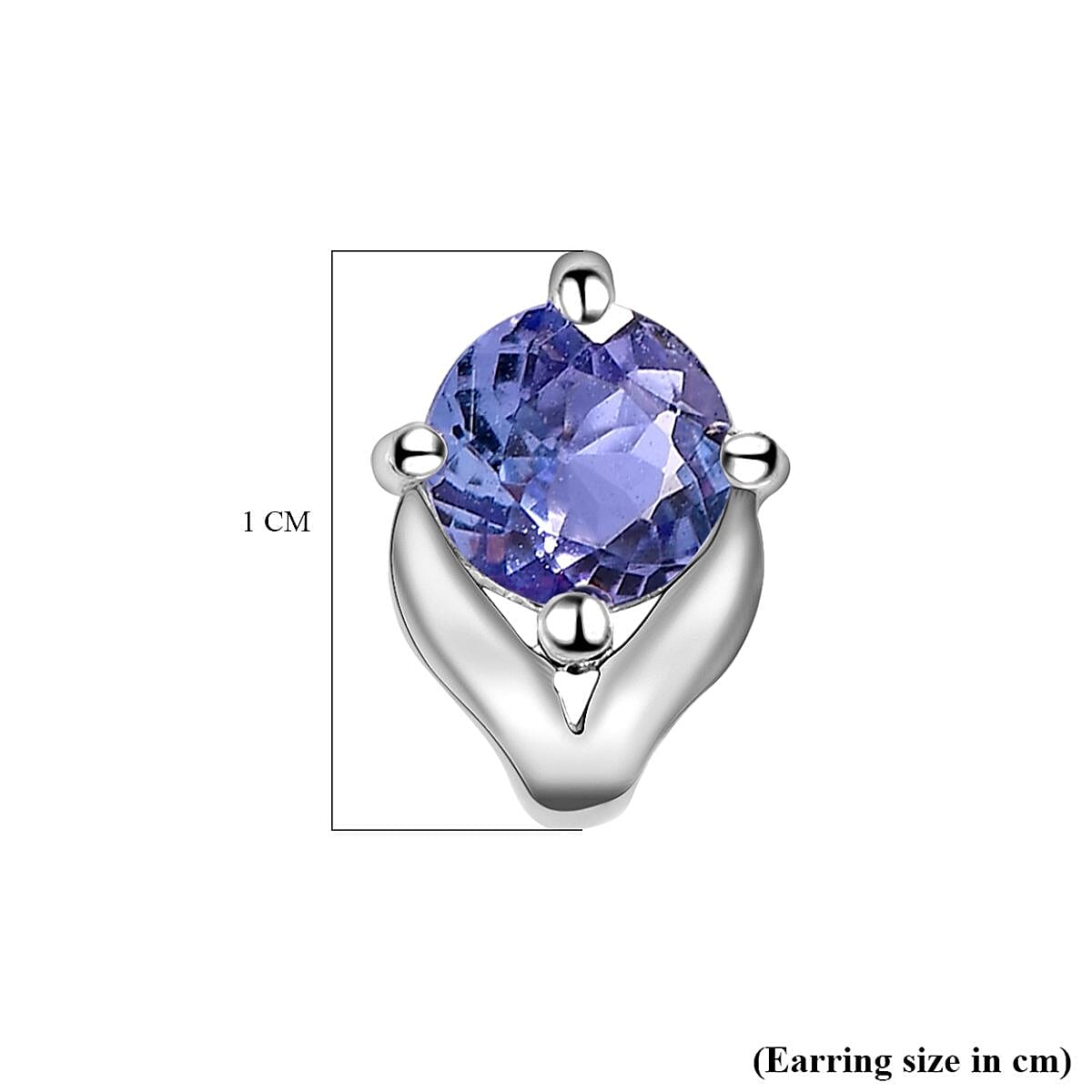 D'Joy Tanzanite Stud Earrings with Push Back in Platinum Overlay Sterling Silver