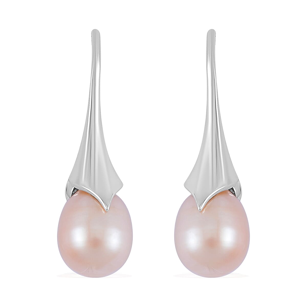 Lucy Q Pearl drop Collection - White Fresh Water Pearl Drop Earrings in Rhodium Overlay Sterling Silver 17.85 Ct
