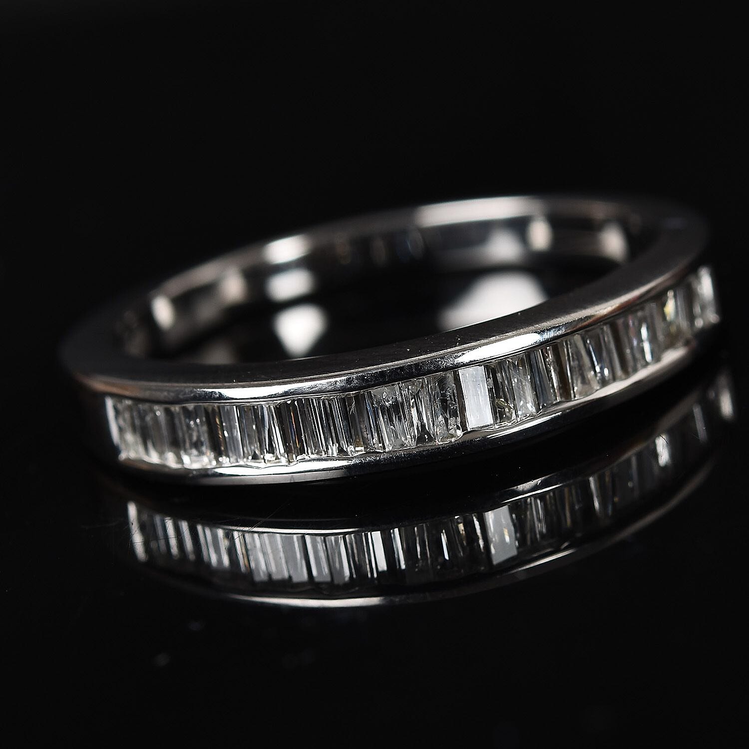 9K White Gold SGL Certified Diamond (I2-I3/G-H) Half Eternity Ring 0.50 Ct, Gold wt. 3.40 Gms