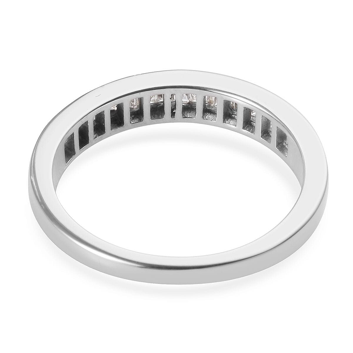 9K White Gold SGL Certified Diamond (I2-I3/G-H) Half Eternity Ring 0.50 Ct, Gold wt. 3.40 Gms