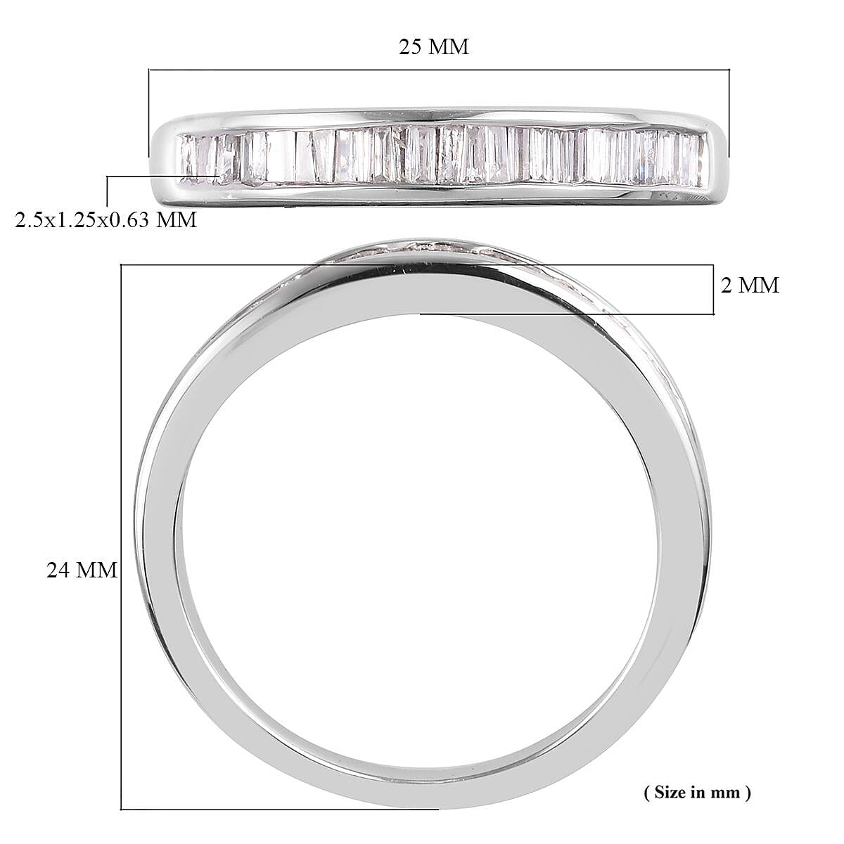 9K White Gold SGL Certified Diamond (I2-I3/G-H) Half Eternity Ring 0.50 Ct, Gold wt. 3.40 Gms
