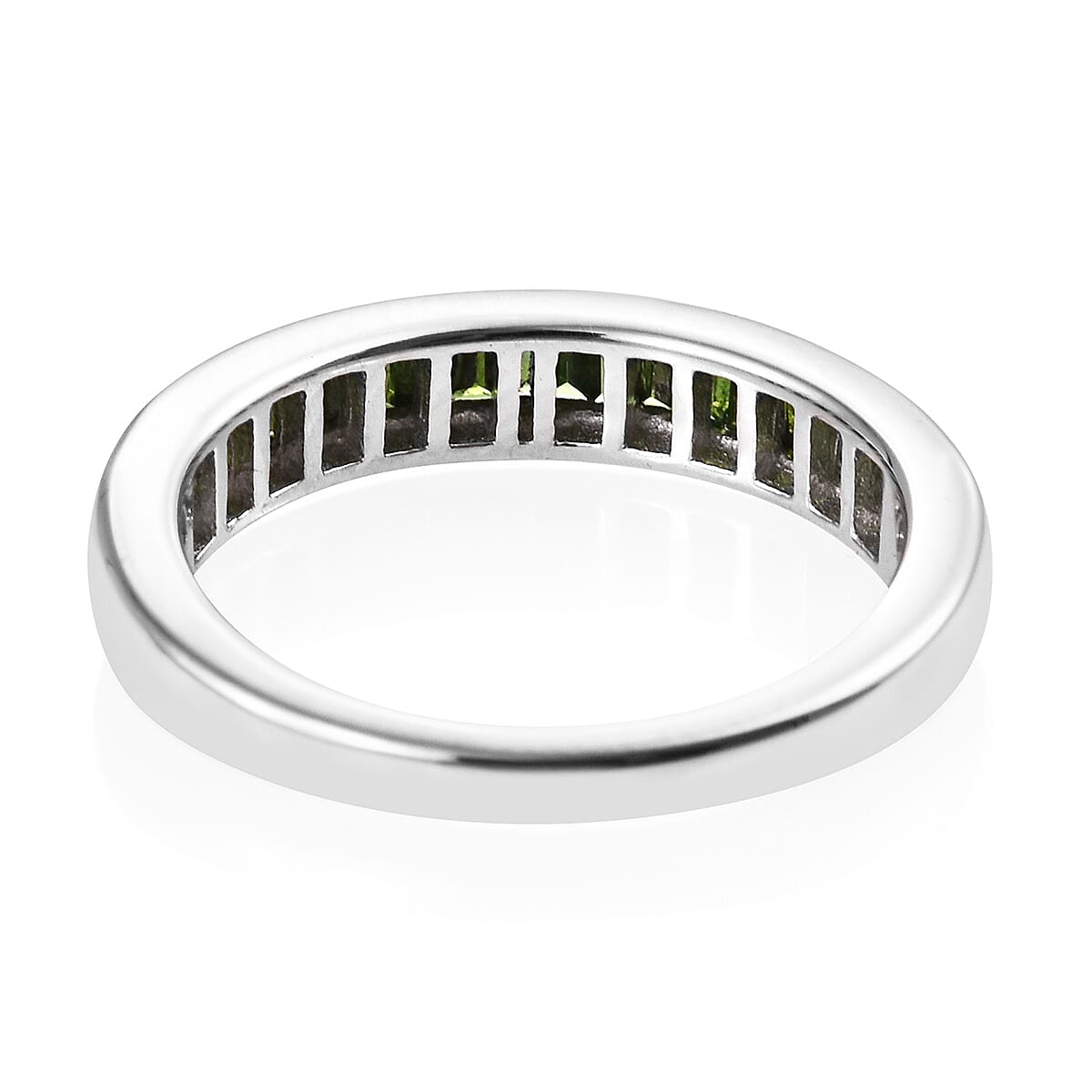 9K White Gold Green Diamond (Bgt) Half Eternity Band Ring 0.500 Ct.