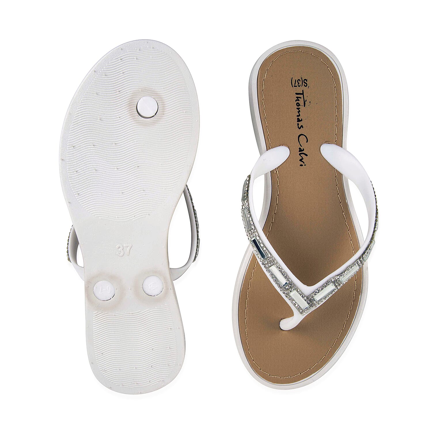 Brand New - Thomas Calvi - Deluxe Sparkle Flip Flop White