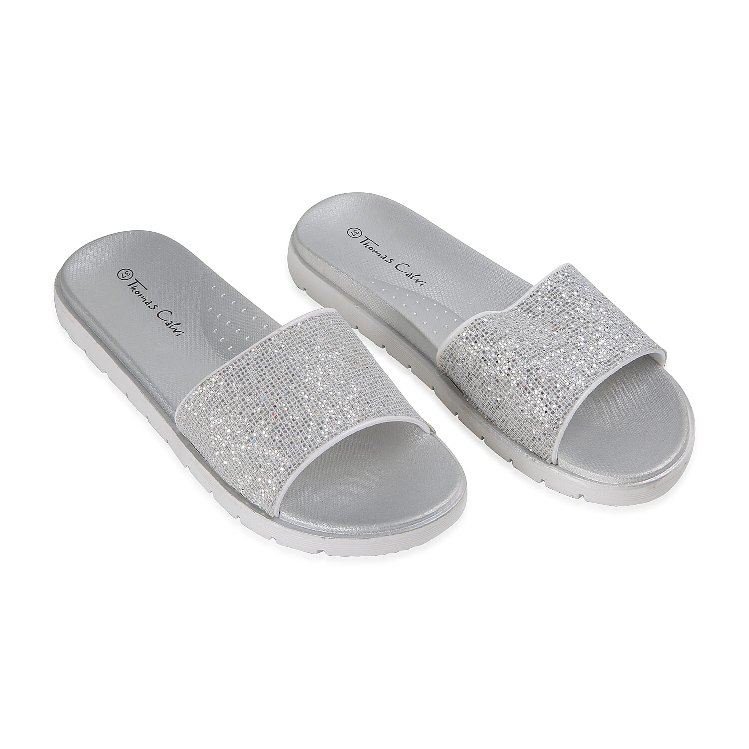 Ladies Sliders - Silver Colour (Size 4/37)
