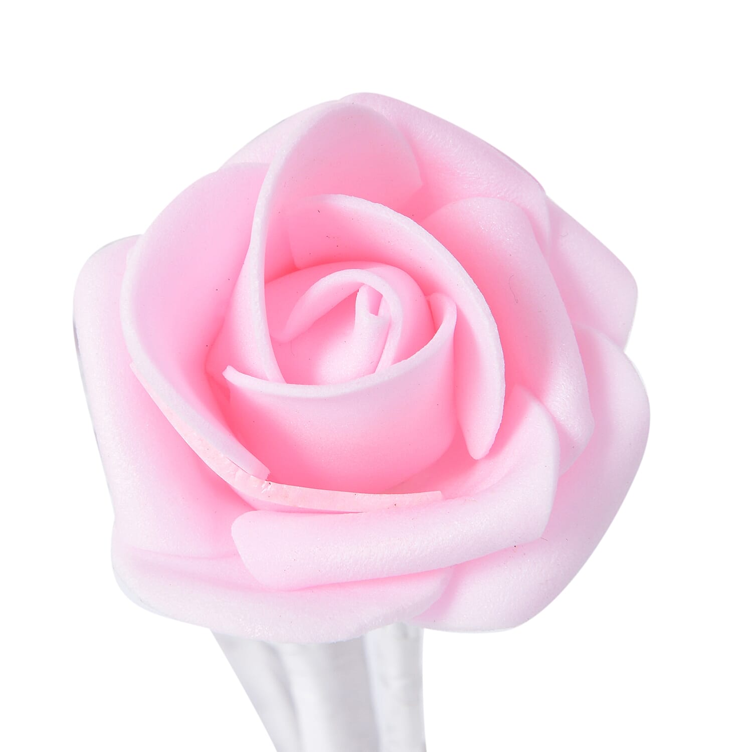 Home Decor - Pink Rose Flower White LED Table Lamp (Size 40 Cm)(3xAA Battery not Included) - Pink and White Colour
