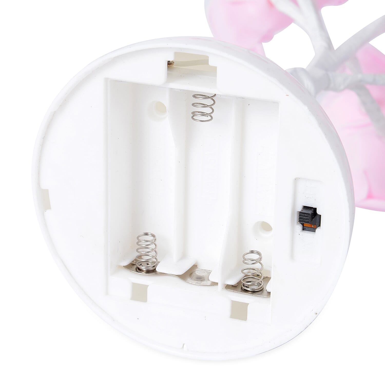 Home Decor - Pink Rose Flower White LED Table Lamp (Size 40 Cm)(3xAA Battery not Included) - Pink and White Colour