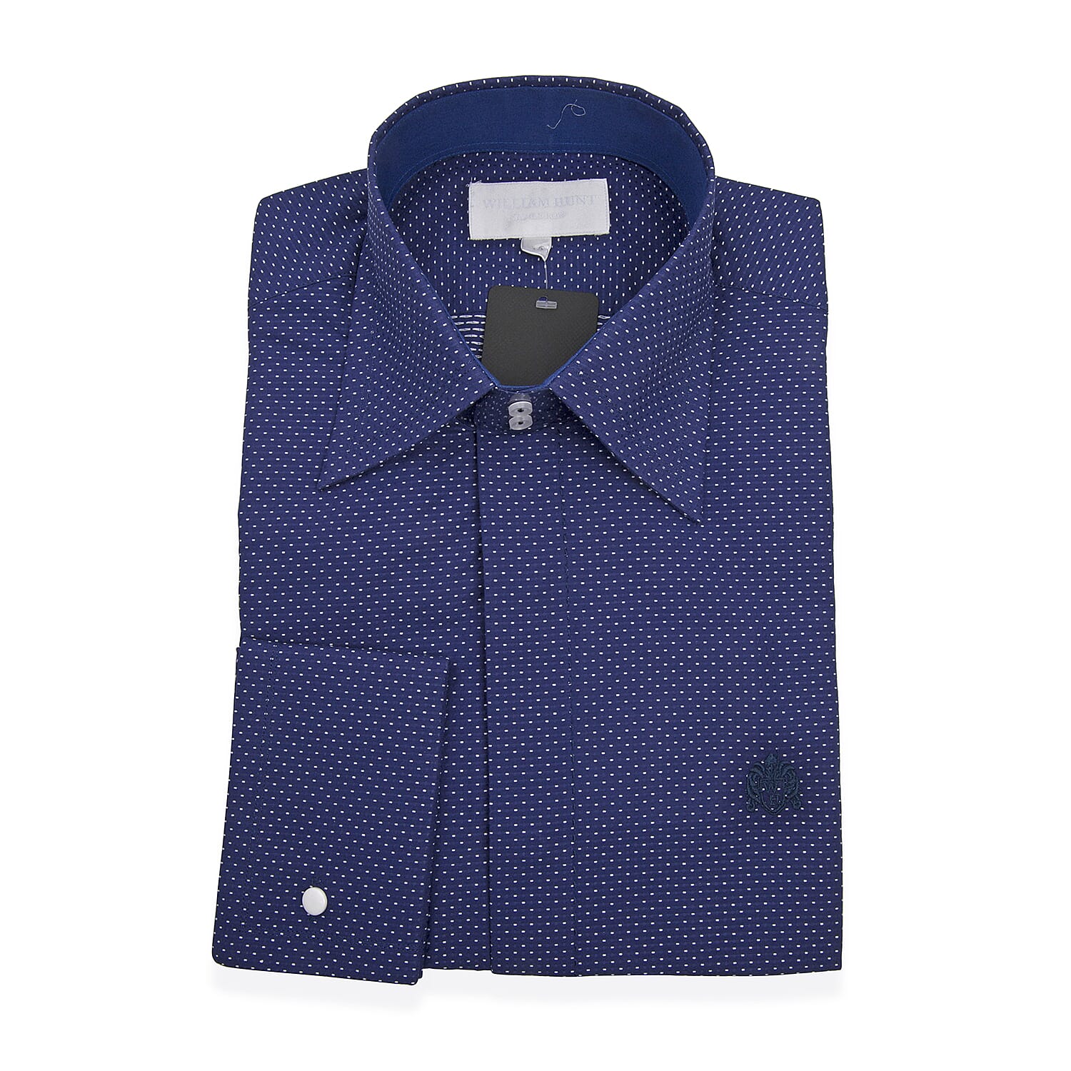 William Hunt - Saville Row Forward Point Collar Dark Blue Shirt (Size 15)