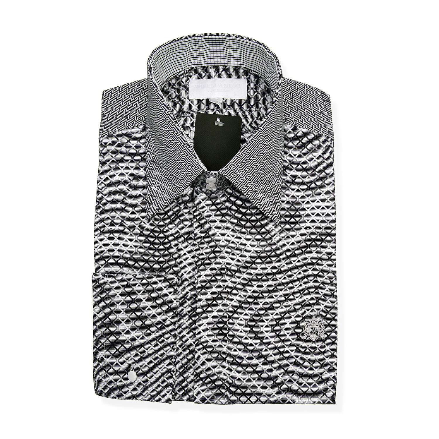 William Hunt - Saville Row Forward Point Collar Black and White Shirt (Size 15)