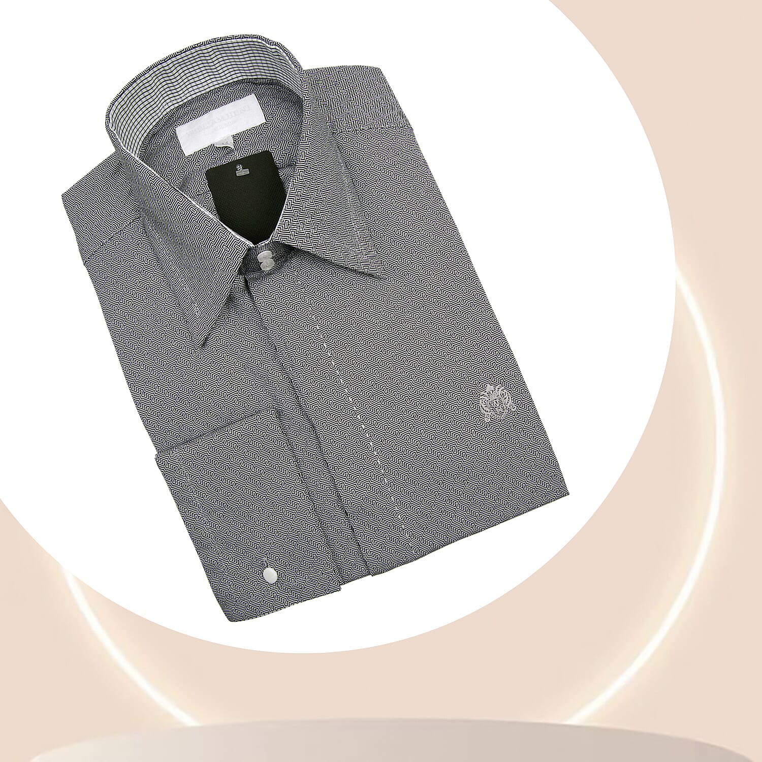 William Hunt - Saville Row Forward Point Collar Black and White Shirt (Size 15)