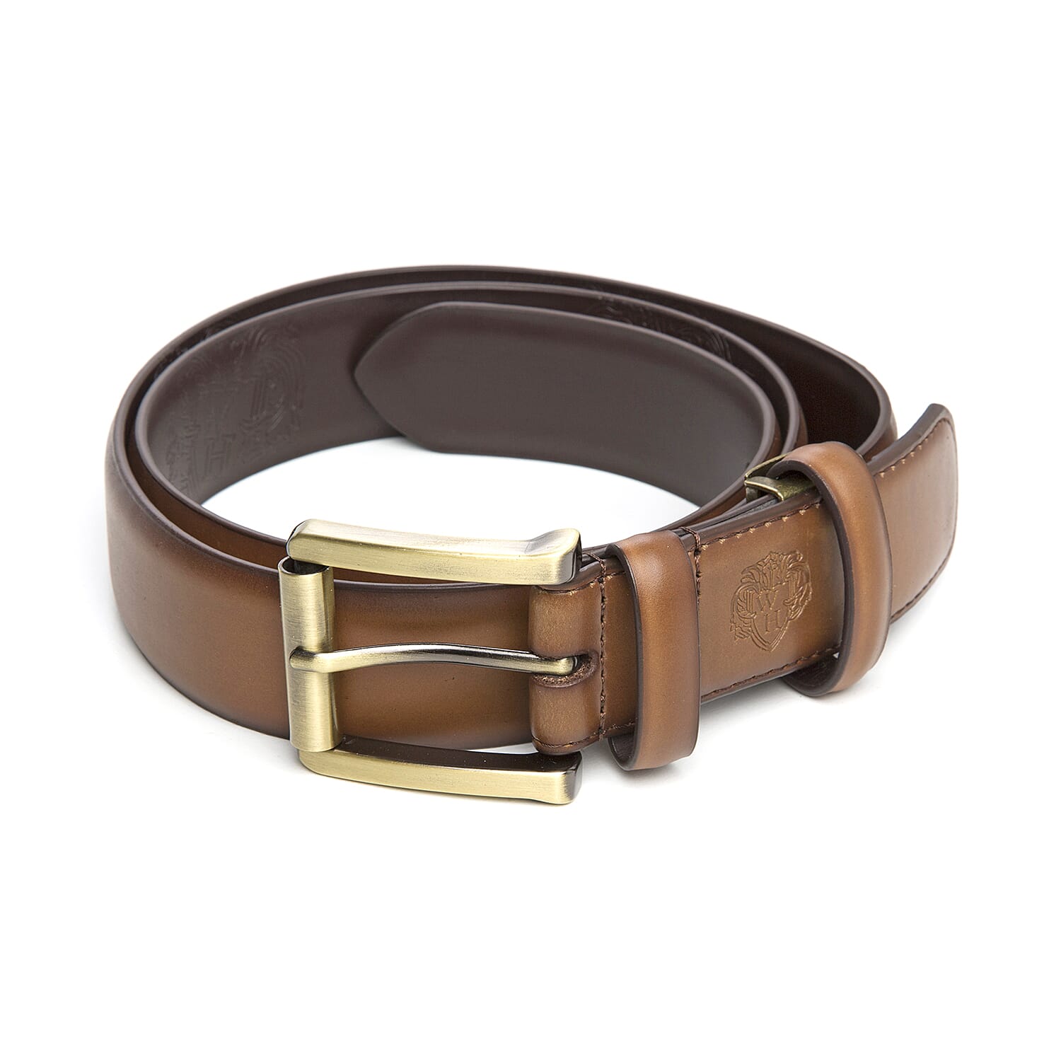 William Hunt - Traditional Buckle Leather Belt (Size 34 Inches) - Chestnut Brown