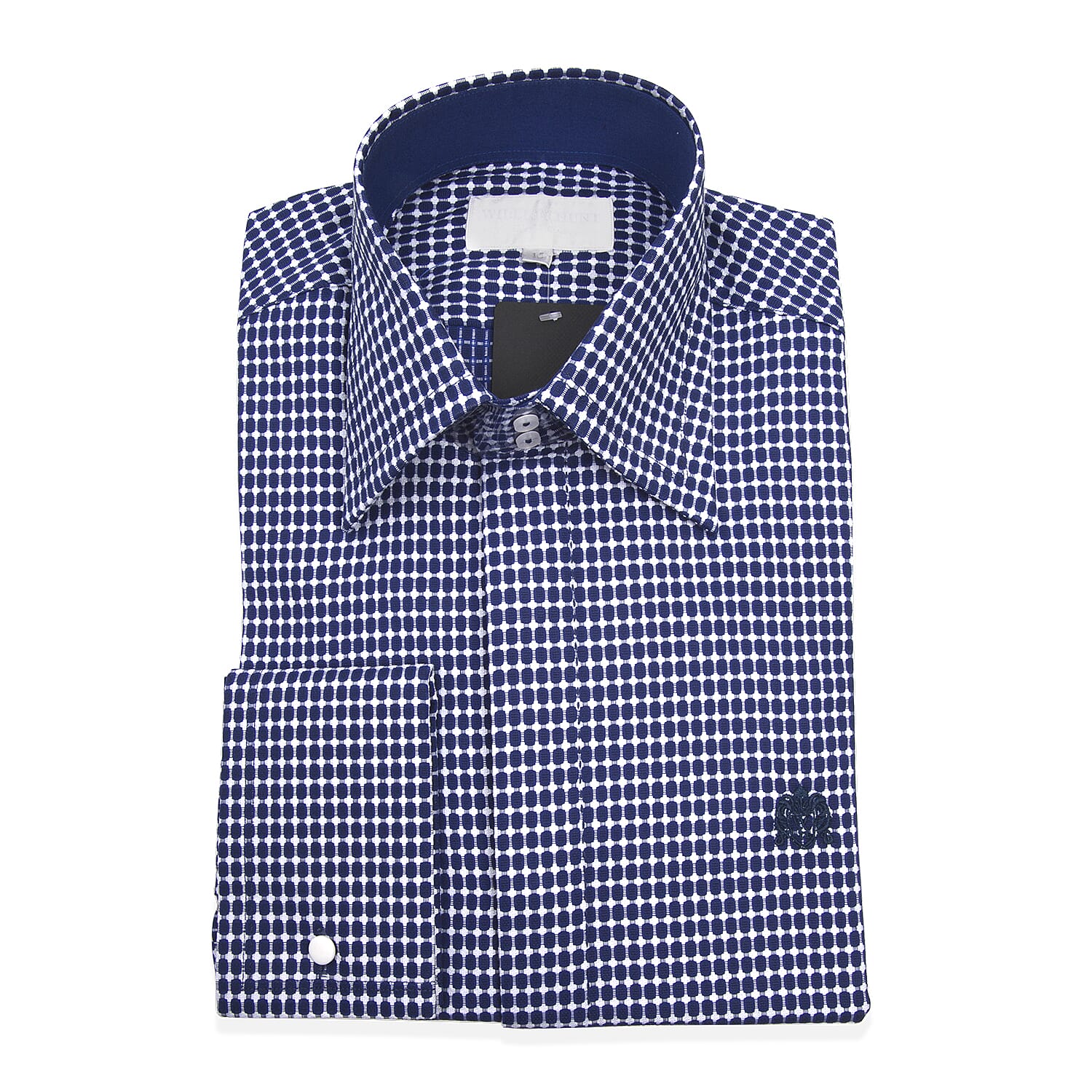William Hunt Saville Row Forward Point Collar Blue and White  Shirt Size 15.5