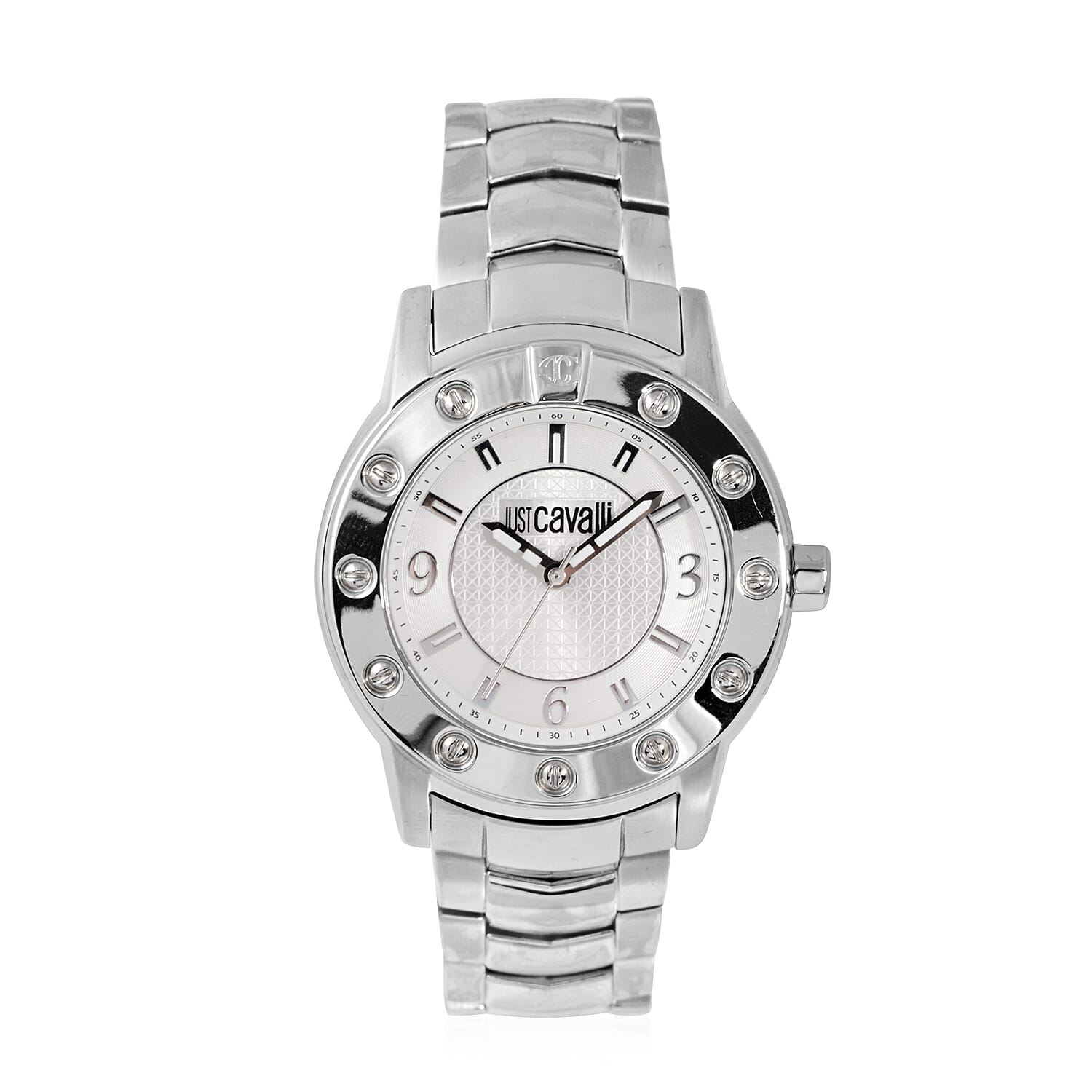 JUST CAVALLI: Swiss Movement Gentlemens Watch with Stainless Steel Strap And Engraved Dial