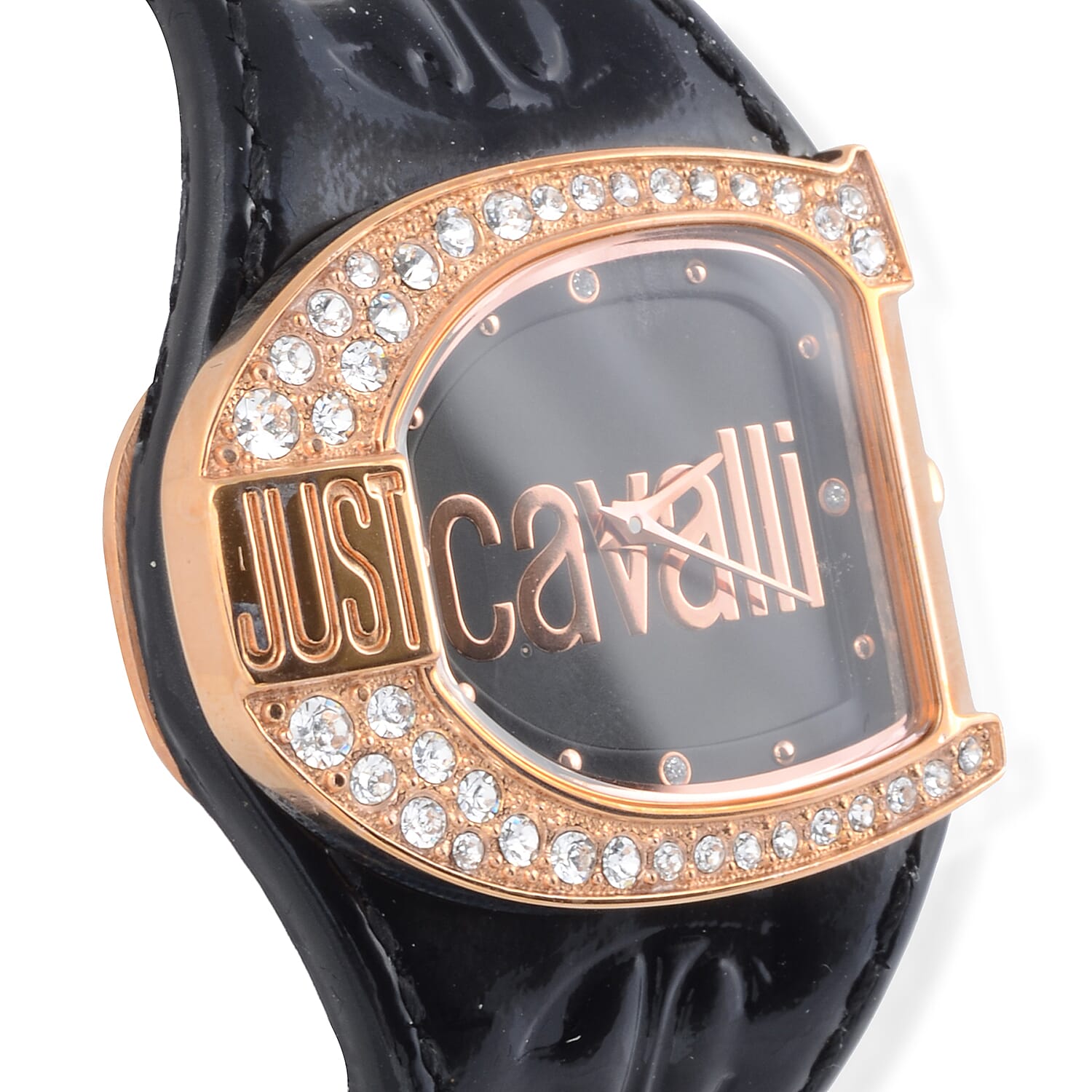 JUST CAVALLI: Swiss Movement Watch with Black Leather Strap