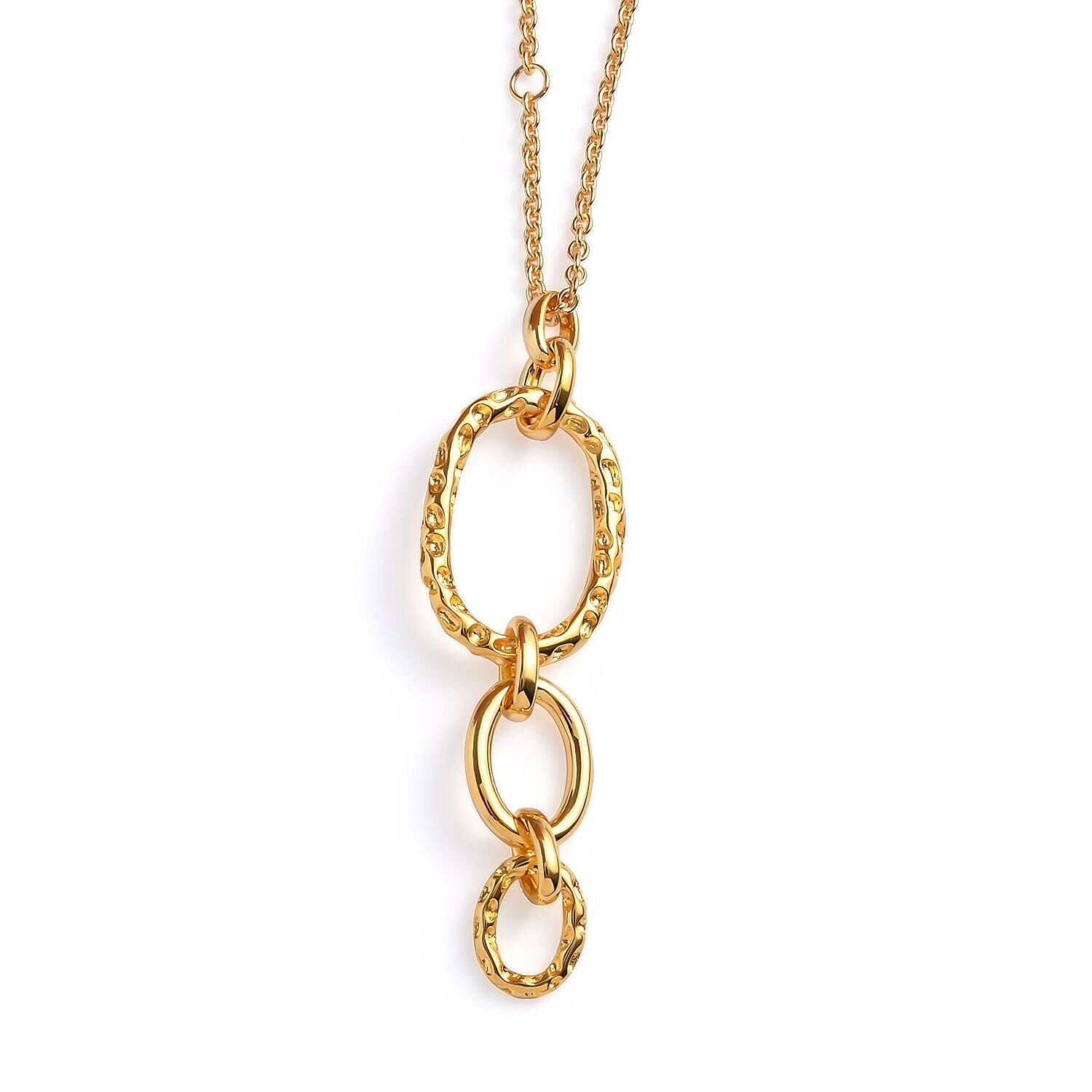 RACHEL GALLEY Allegro Link Yellow Gold Overlay Sterling Silver Pendant With Chain (Size 30), Silver wt 12.32 Gms