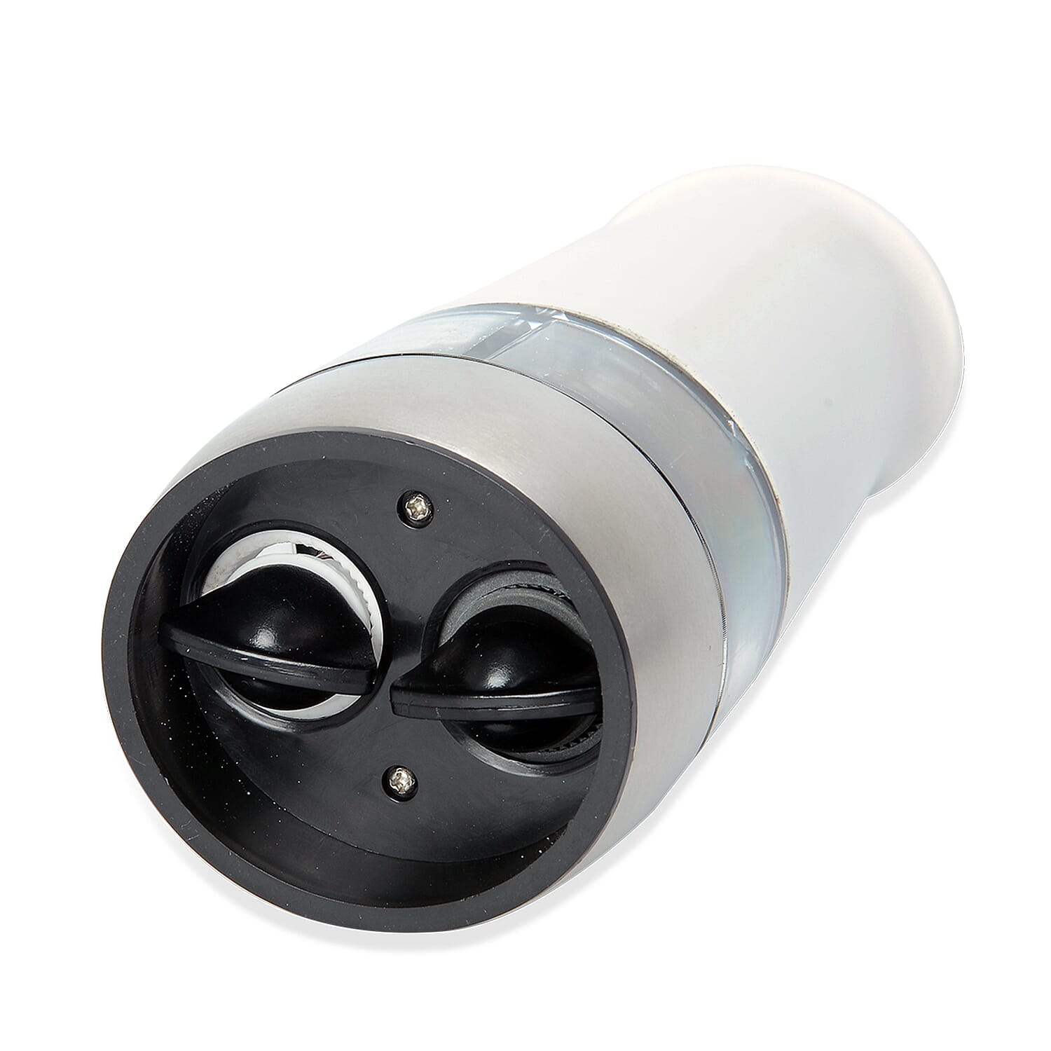 2 in 1 Stainless Steel Electric Salt and Pepper Mill with Two Compartments (Size 17x6.5 Cm) (6xAAA Battery not Included) - White