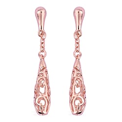 LucyQ Air Drip Collection Latticework Drop Earrings in Rhodium Plated Sterling Silver