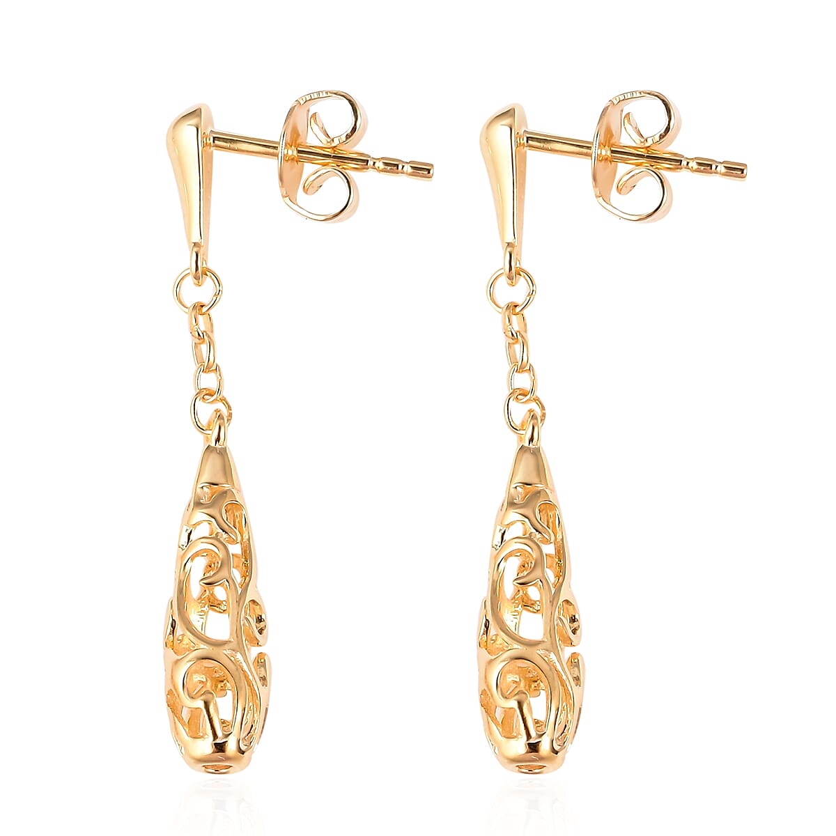 Lucy Q Air Drip Collection - Earrings with Push Back in Yellow Gold Plated Sterling Silver