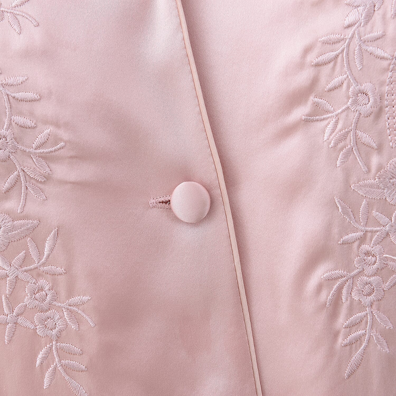 Mulberry Silk Pyjama Long Sleeves with Embroidery in Powder Pink Colour