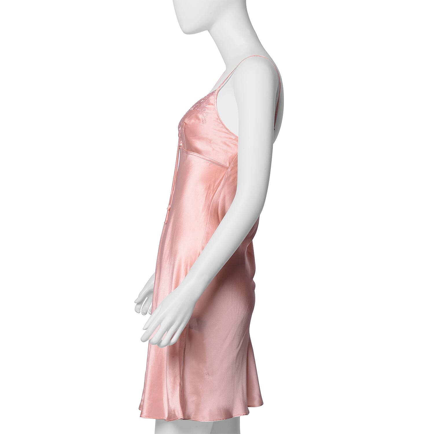 100% Mulberry Silk Chemise with Embroidery in Peach Pink Colour - Size XL