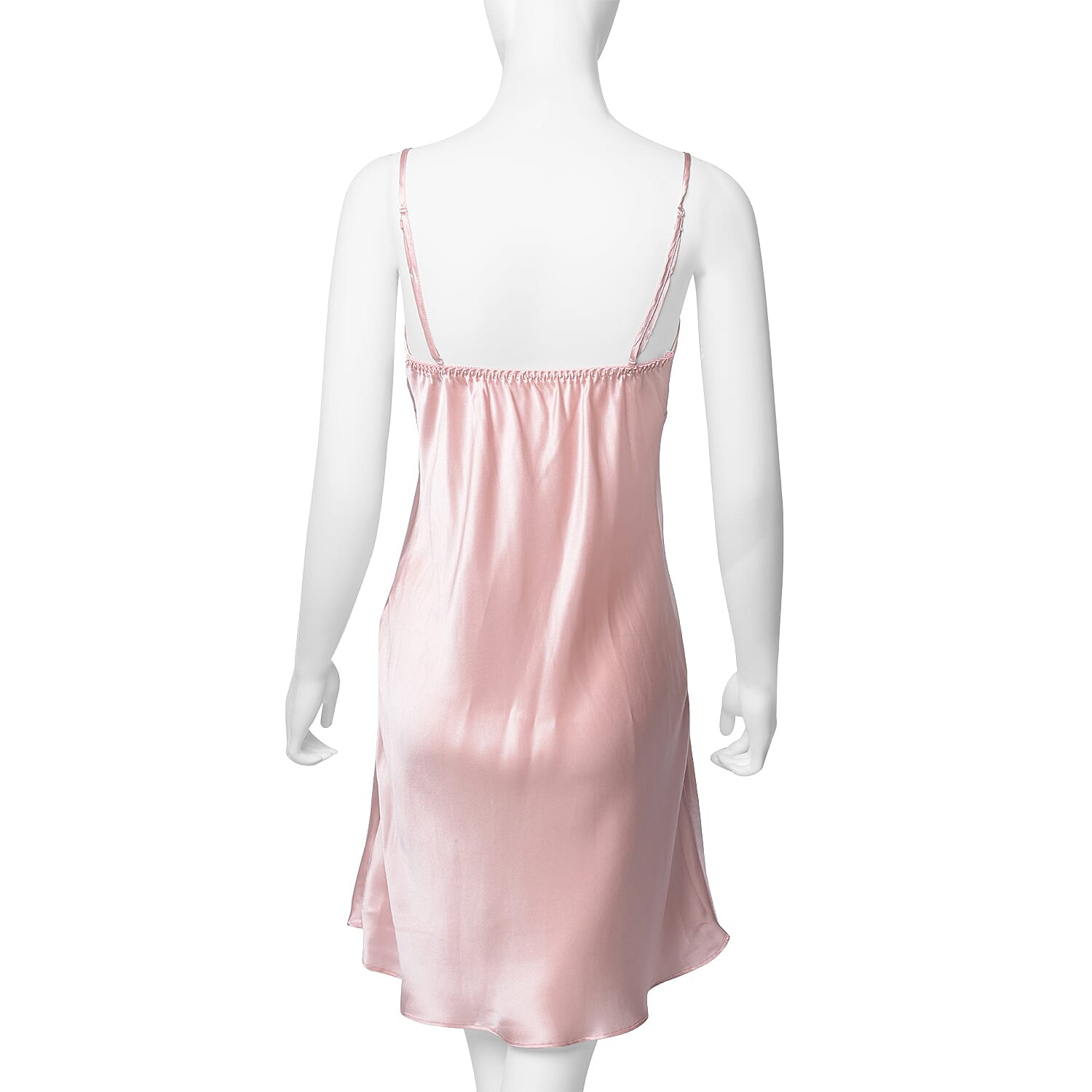 100% Mulberry Silk Chemise with Lace in Powder Pink Colour