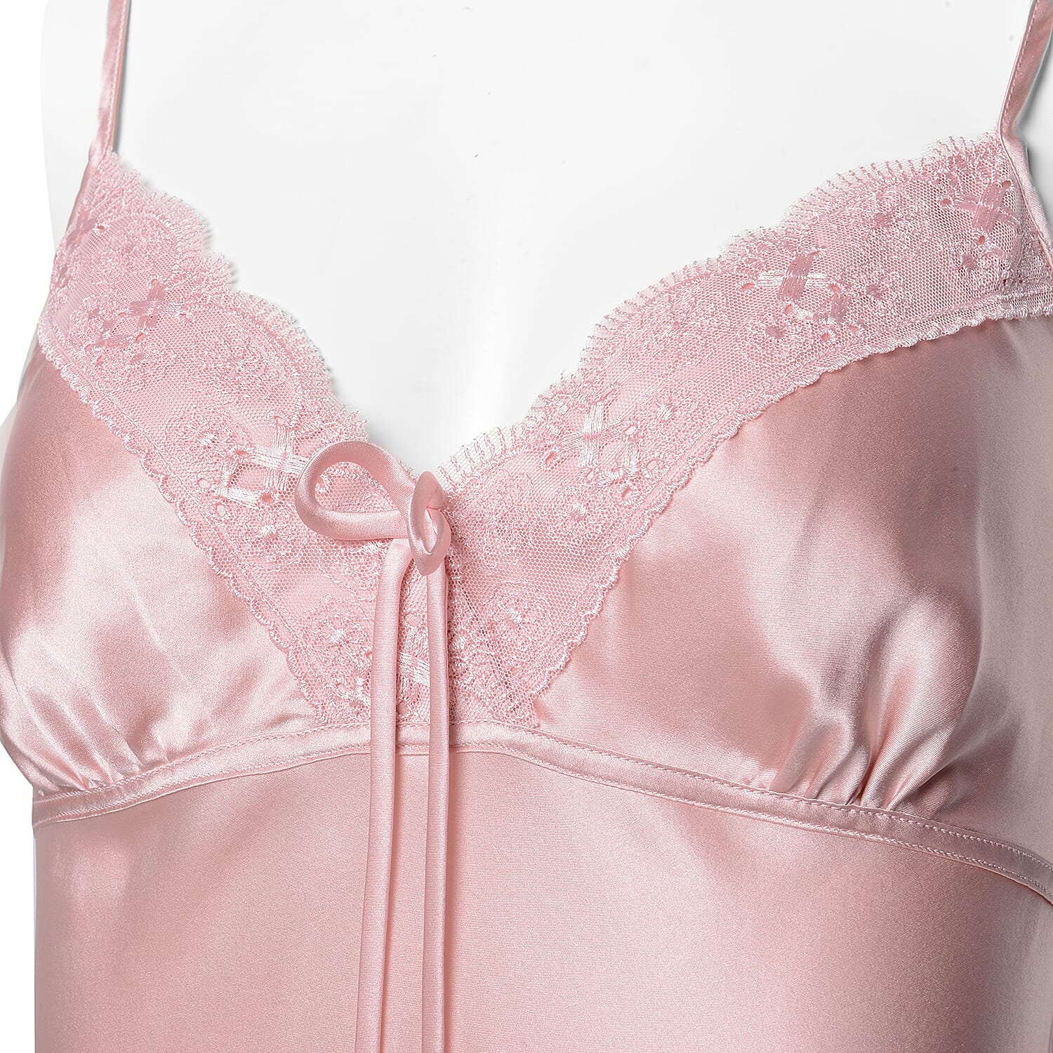 100% Mulberry Silk Chemise with Lace in Powder Pink Colour