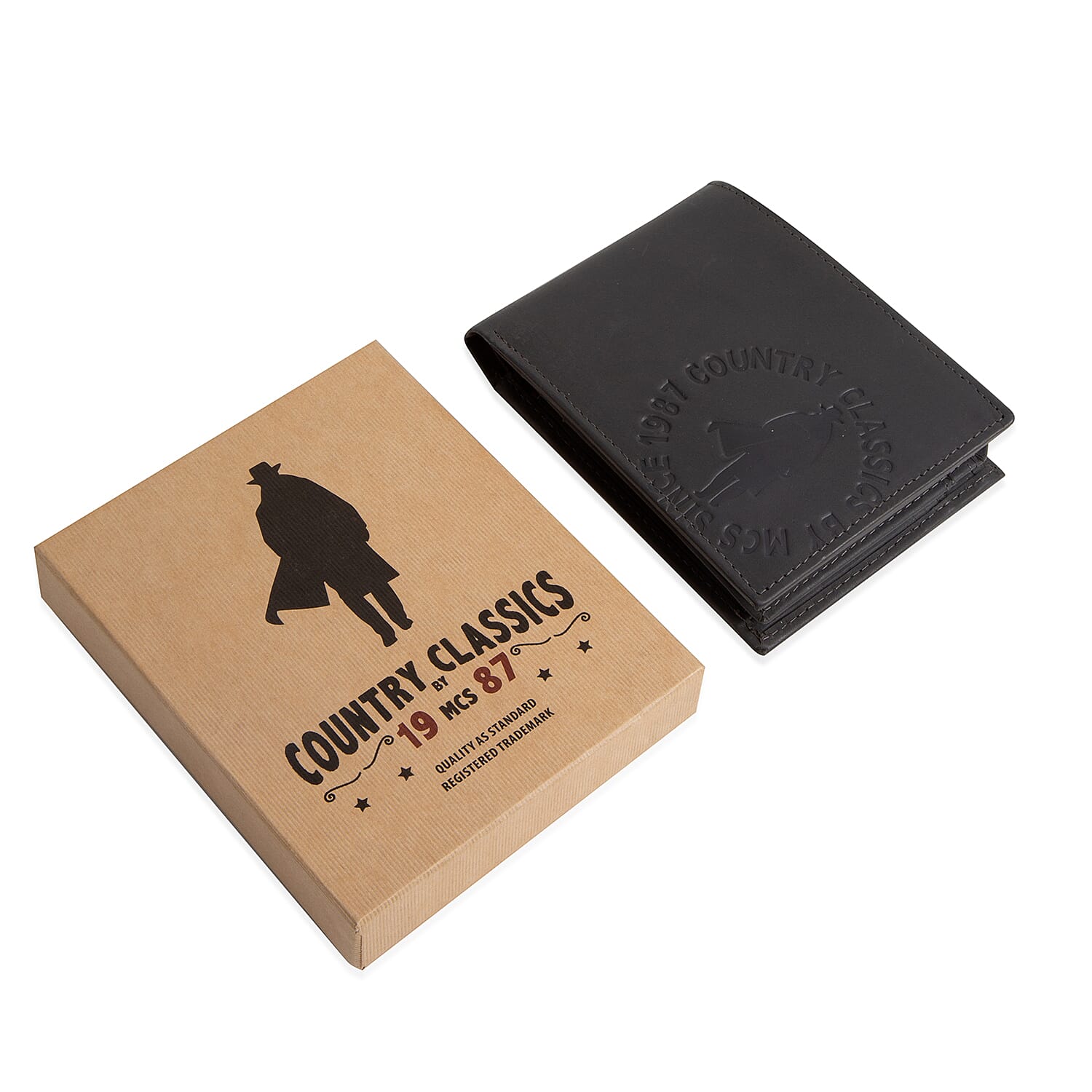 MCS Country Classics: 100% Genuine Leather Bi Folded Branded Mens Wallet - Dark Grey
