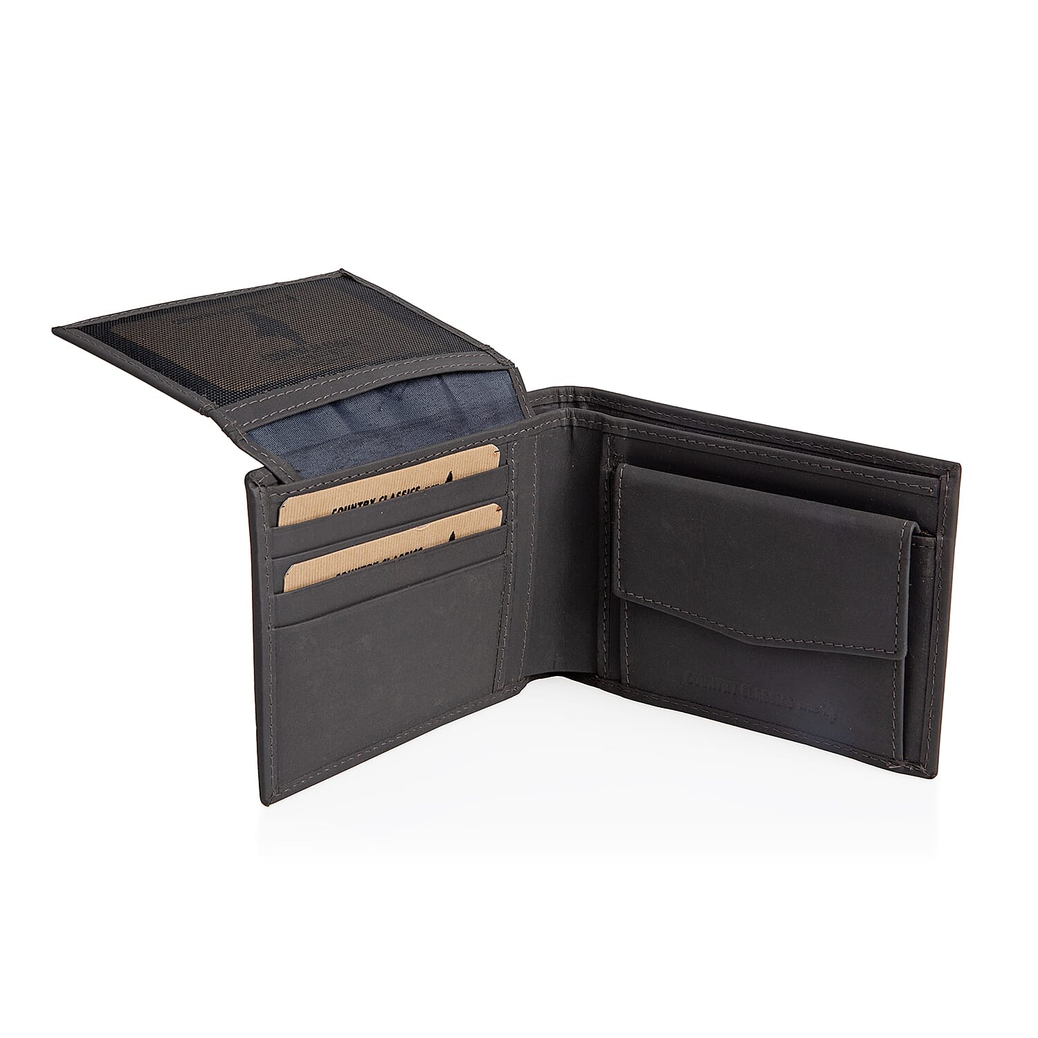 MCS Country Classics: 100% Genuine Leather Bi Folded Branded Mens Wallet - Dark Grey