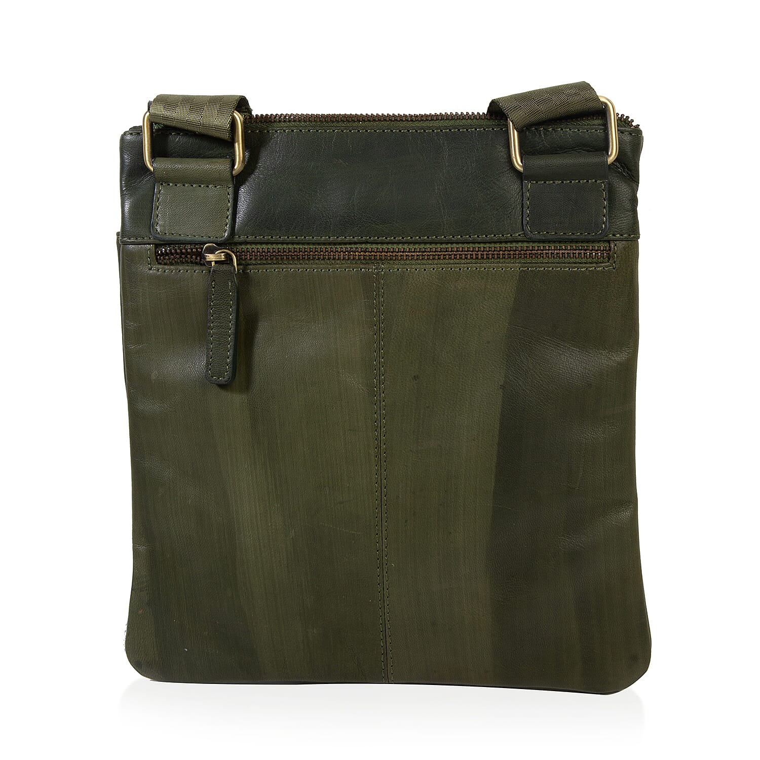 MCS Country Classics: 100% Genuine Leather Unisex Crossbody Messenger Bag (26 x 28 Cms)- Dark Green