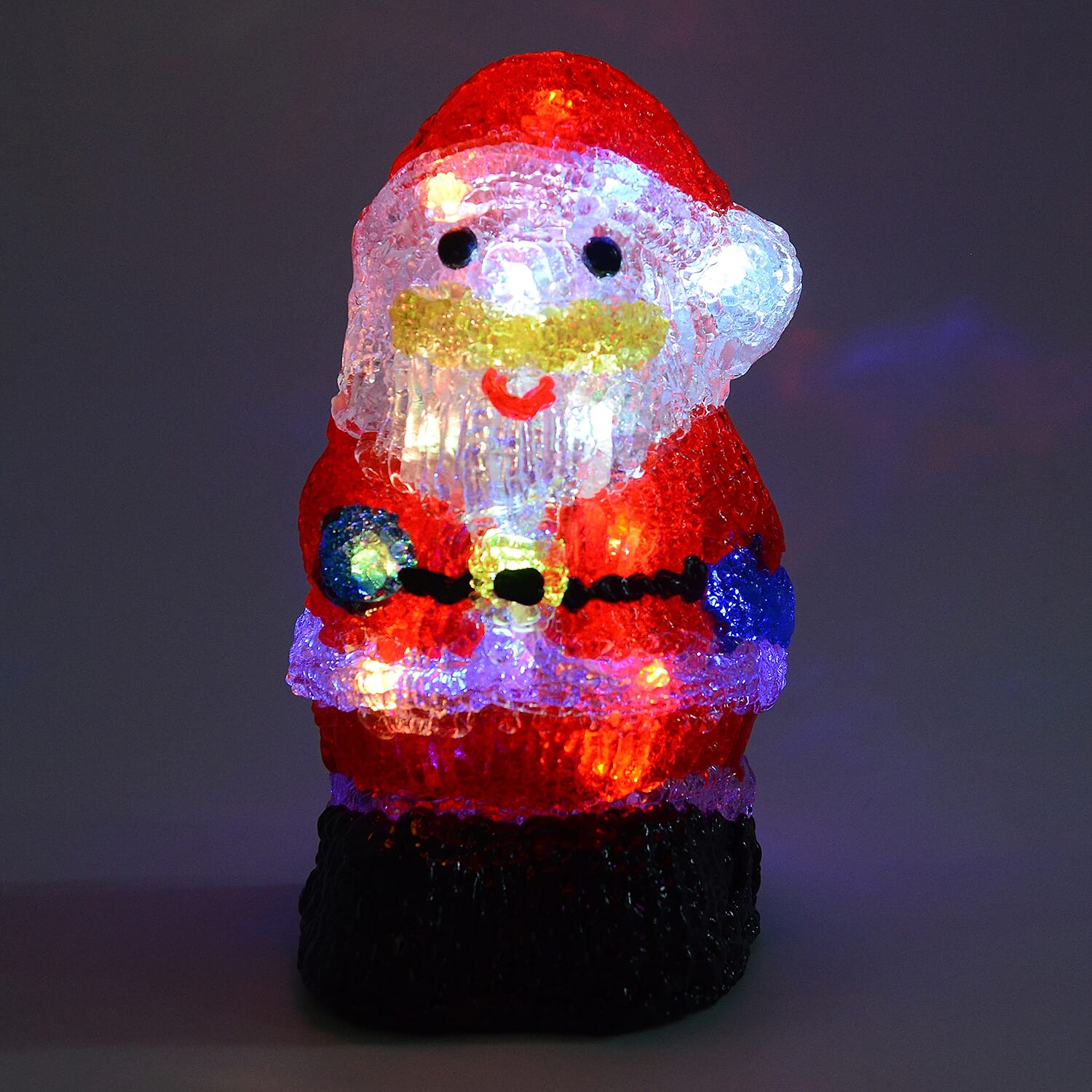 Santa Decorative Lamp with Multicolour Light (Size 20x10 Cm) (3xAA Battery not Included) - Red and Black