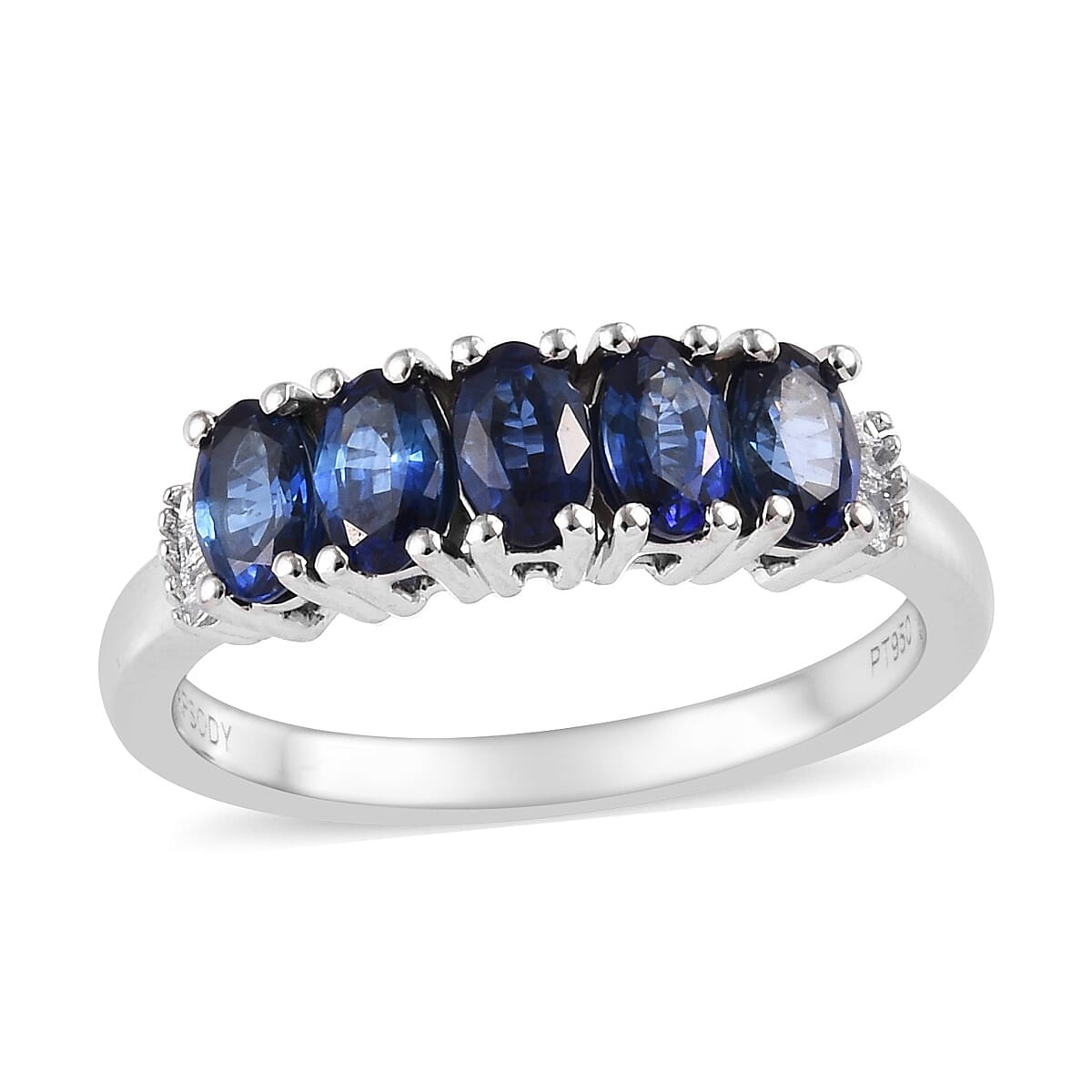 RHAPSODY 950 Platinum AAAA Royal Blue Sapphire (Ovl), Diamond (VS / E-F) Ring 1.60 Ct, Platinum wt 5.11 Gms.