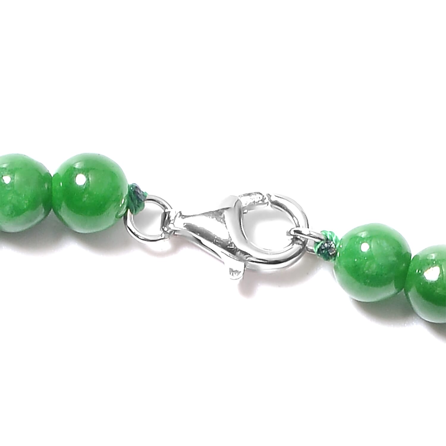 Extremely Rare Size Carved Symoblic Dragon and Phoenix Green Jade Necklace (Size 18) in Rhodium Overlay Sterling Silver 421.50 Ct.