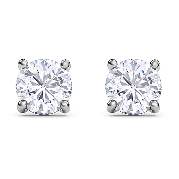 0.20 Ct Diamond Solitaire Stud Earrings in 9K White Gold I3 GH with ...