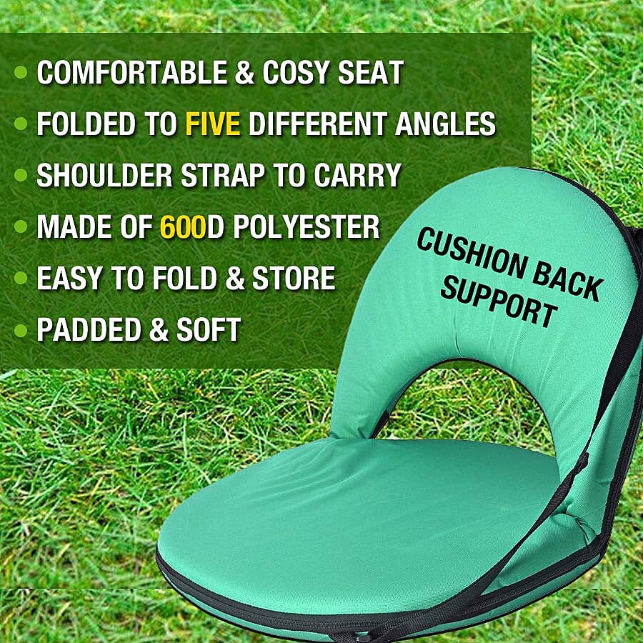 Portable Indorr/Outdoor Padded Recliner Chair (Size 75x55x5 Cm) - Green Colour