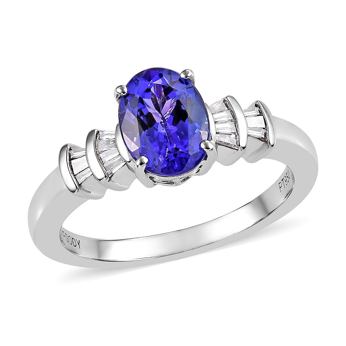 RHAPSODY 950 Platinum AAAA Tanzanite (Ovl), Diamond (VS - E-F) Ring 1.50 Ct.