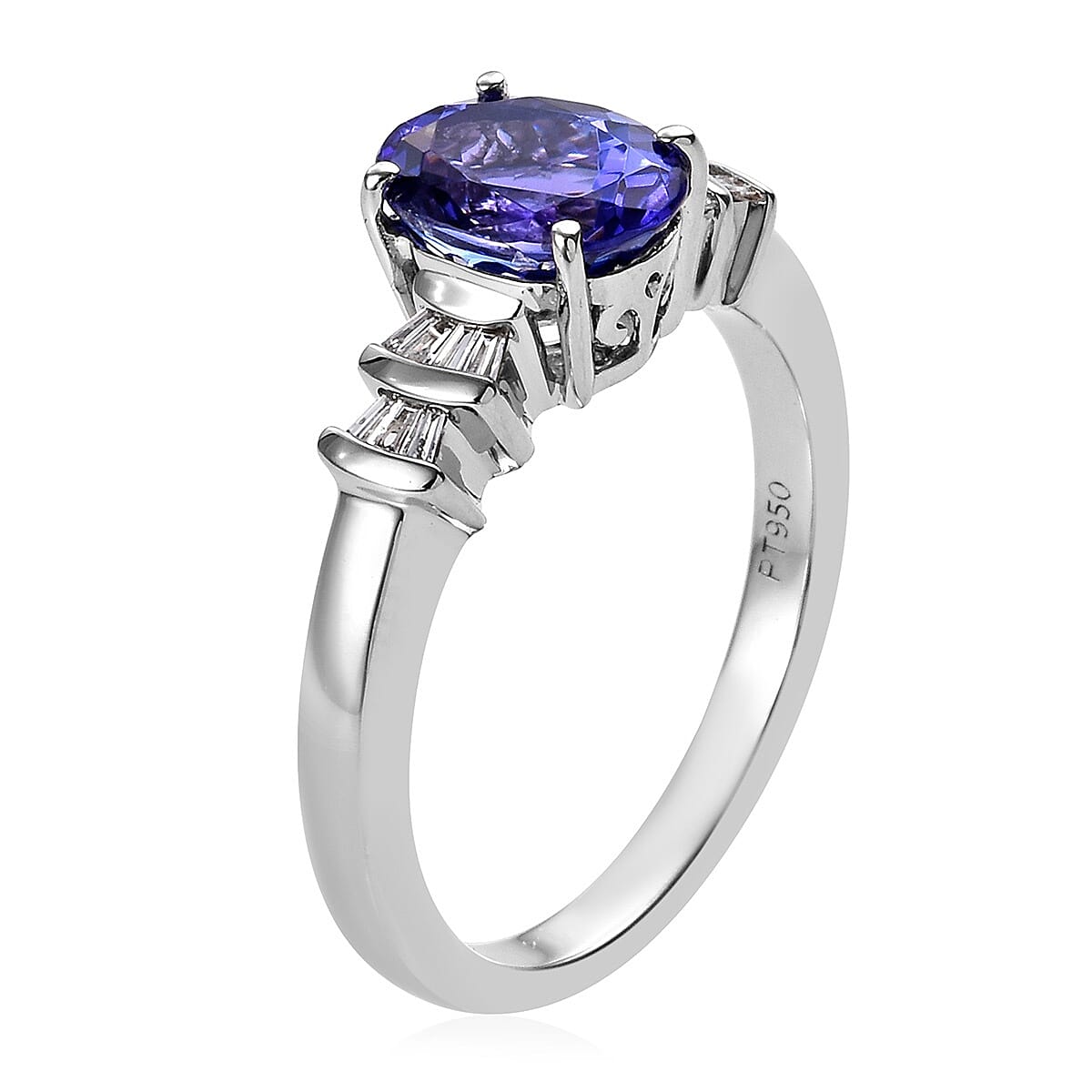 RHAPSODY 950 Platinum AAAA Tanzanite (Ovl), Diamond (VS - E-F) Ring 1.50 Ct.