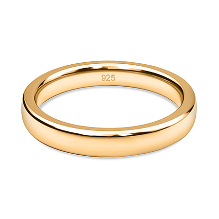 4mm Plain Wedding Band Ring in Sterling Silver with 18K Vermeil Yellow Gold