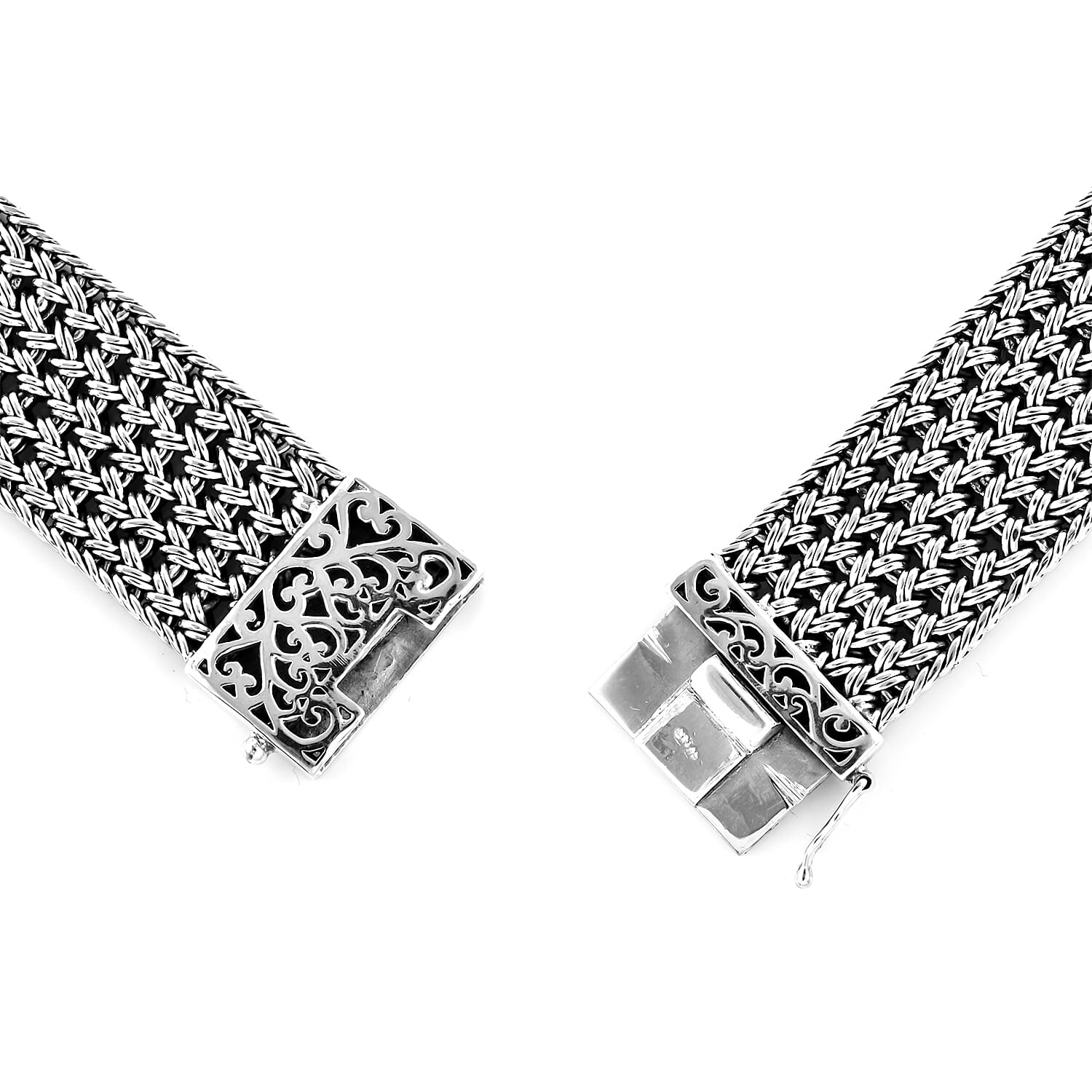 Royal Bali Collection EON 1962 Swiss Movement Sterling Silver Braided Bracelet Watch (Size 8.0), Silver wt 63.00 Gms