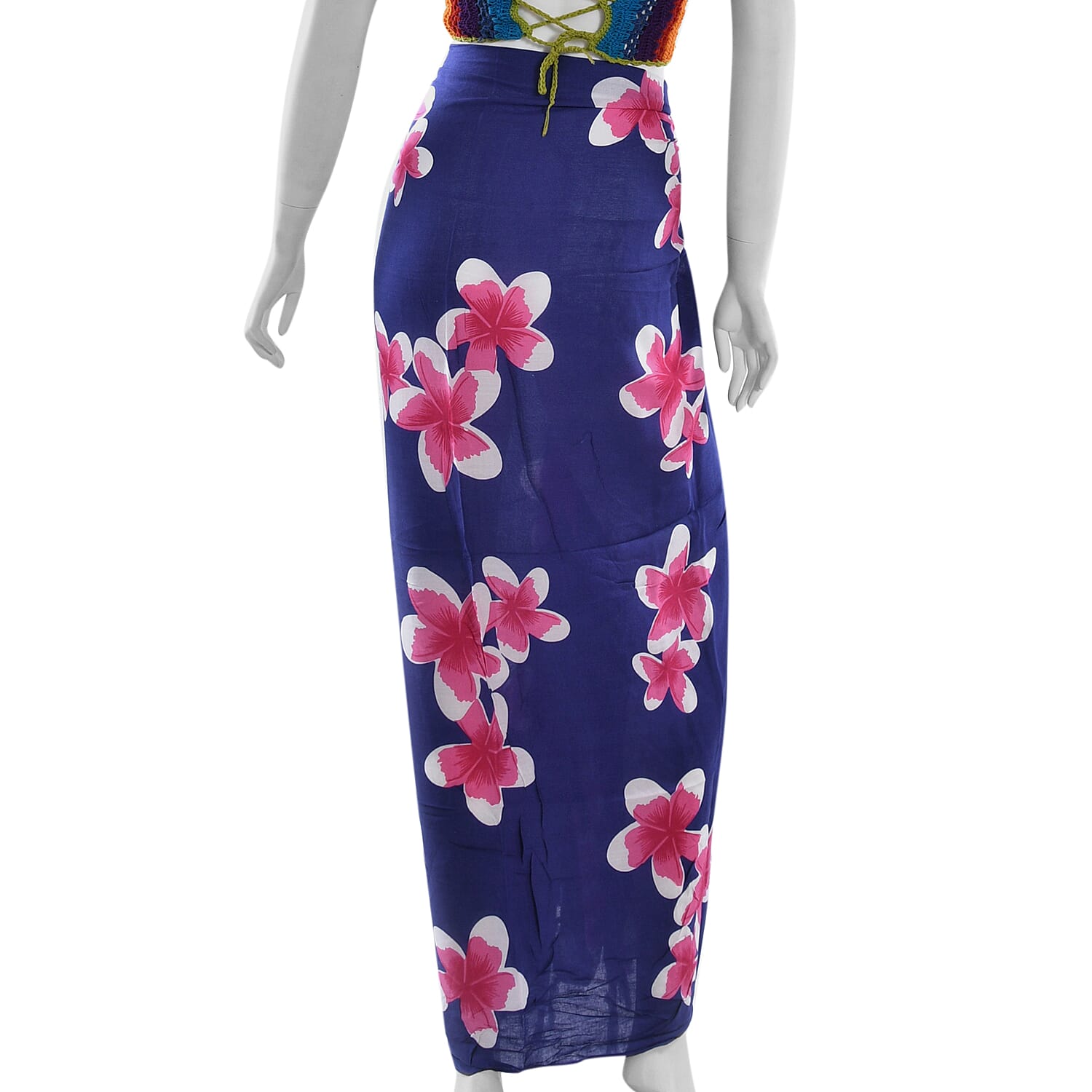 Balinese Navy Blue Colour Floral Pattern Hand Painted Sarong