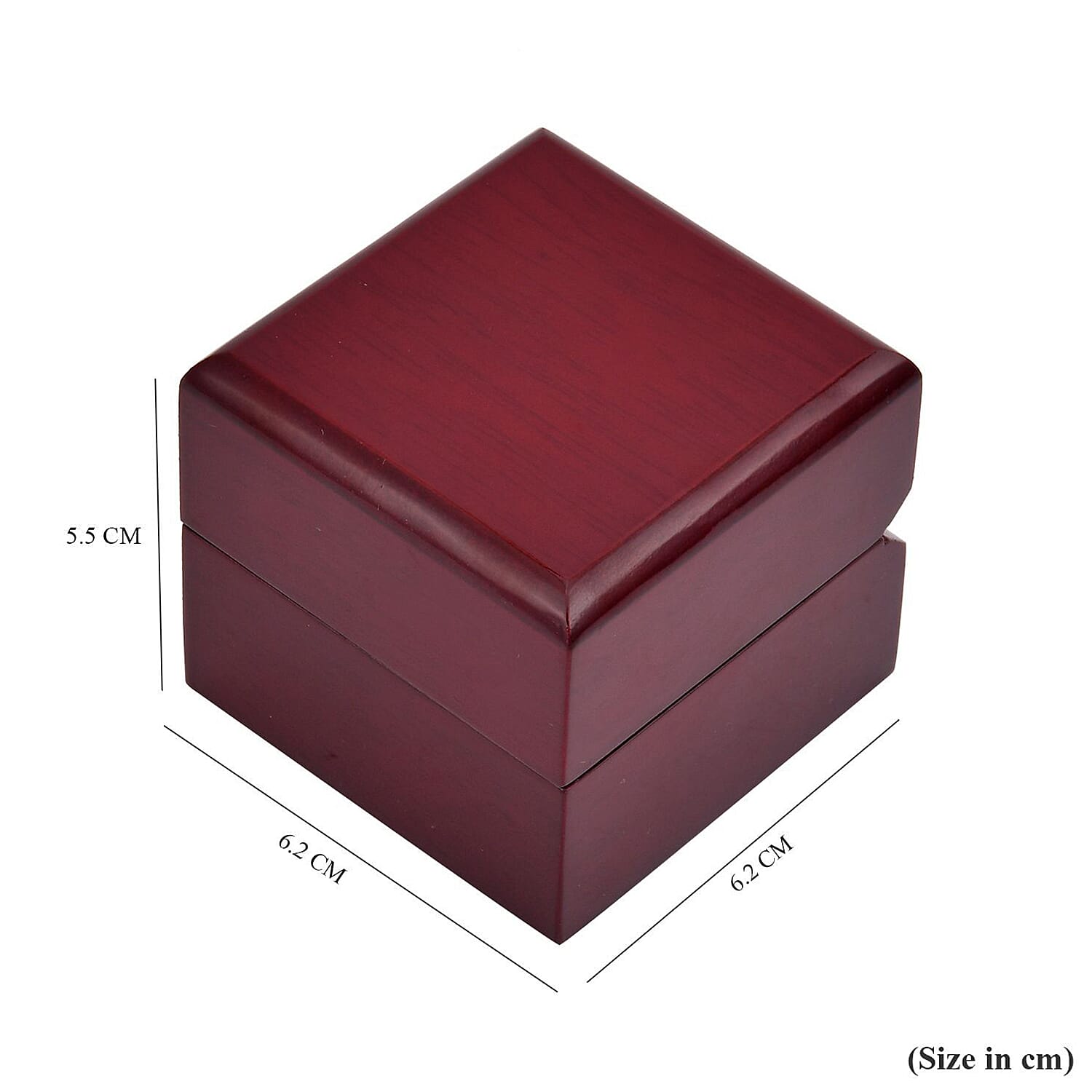 Velvet Lining Wooden Ring Box - (Size 6x6x5 cm)