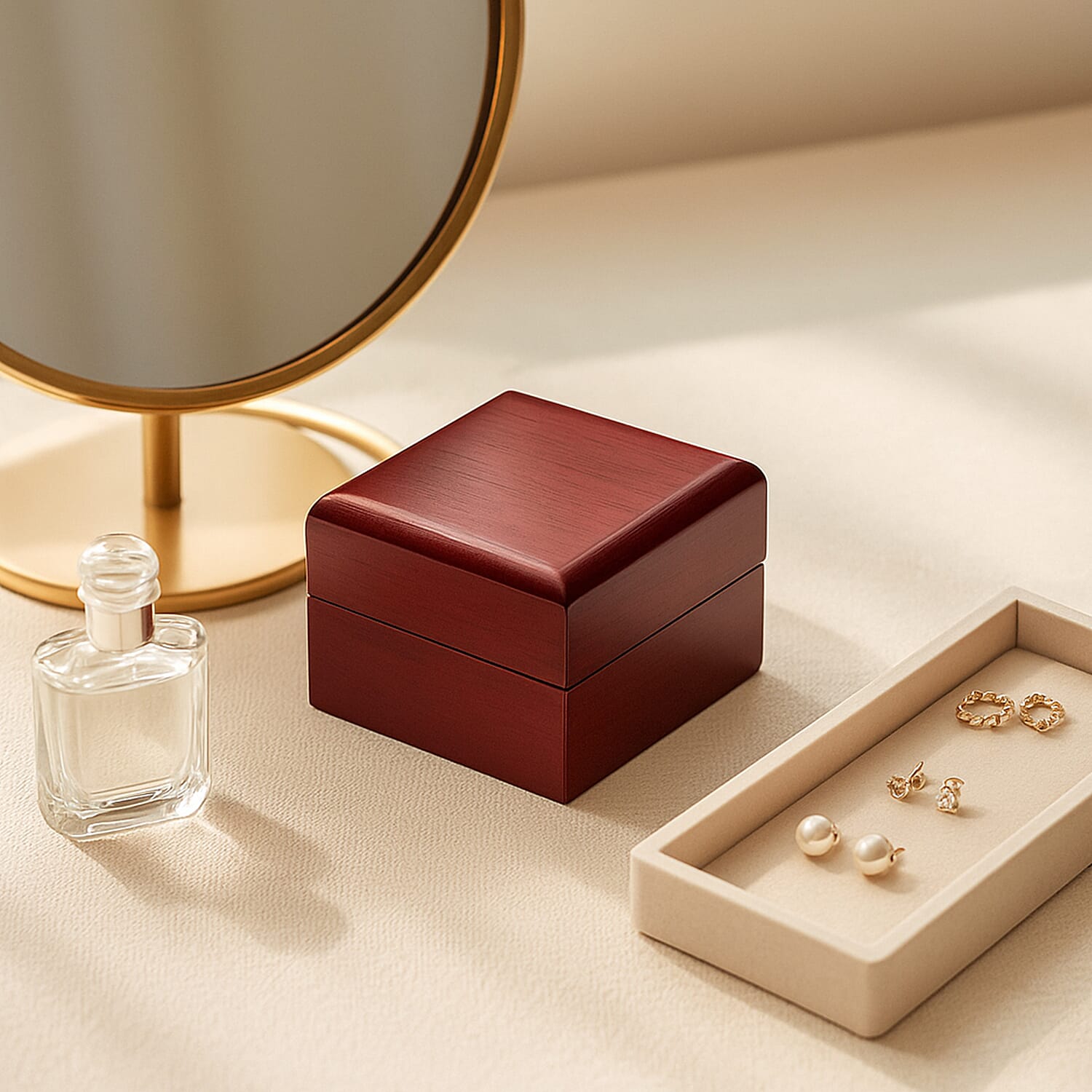 Jewellery Gifting - Wooden Earring Box with Velvet - (Size - 6x6x4 cm)