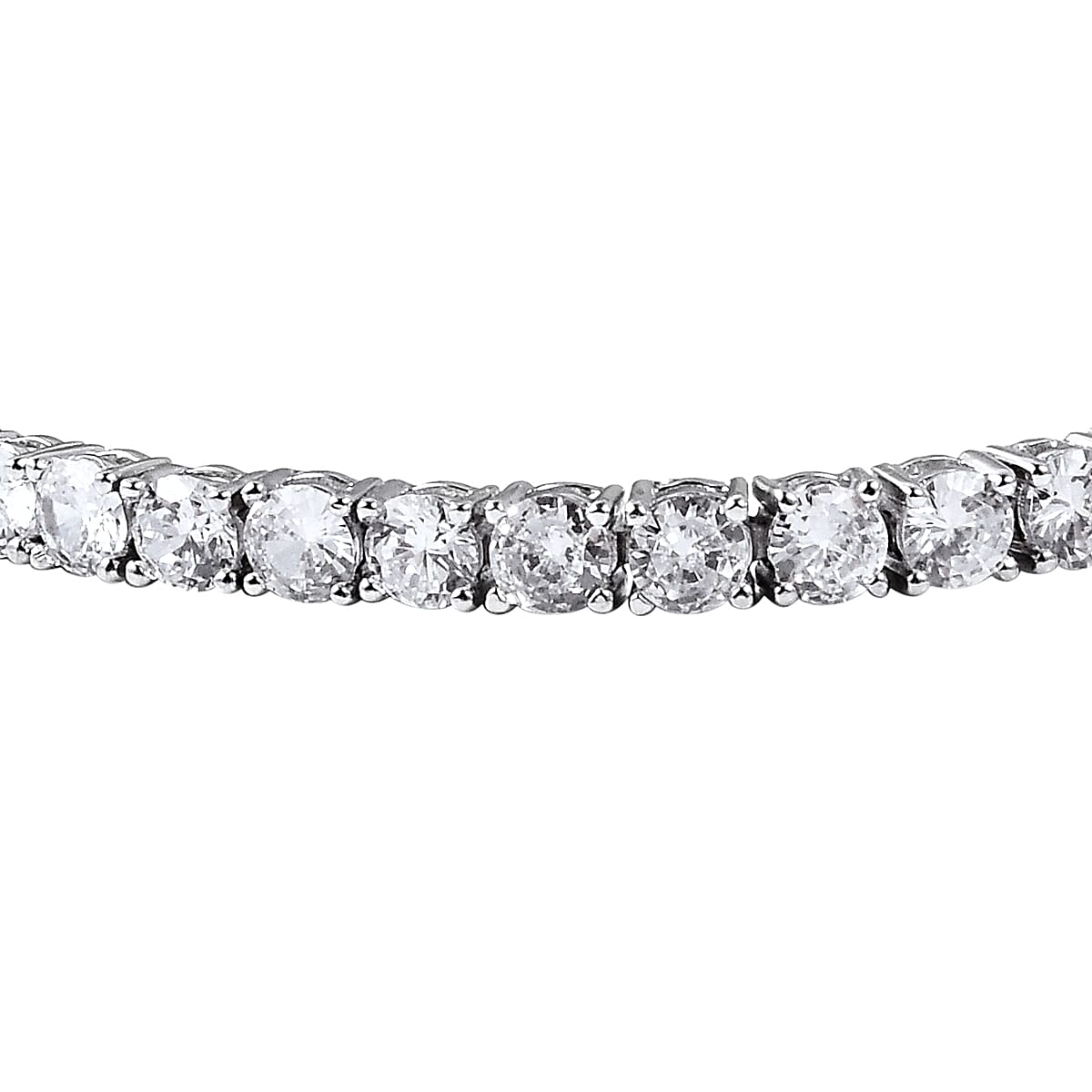 Simulated Diamond (Rnd) Bracelet (Size 8) in Silver Tone