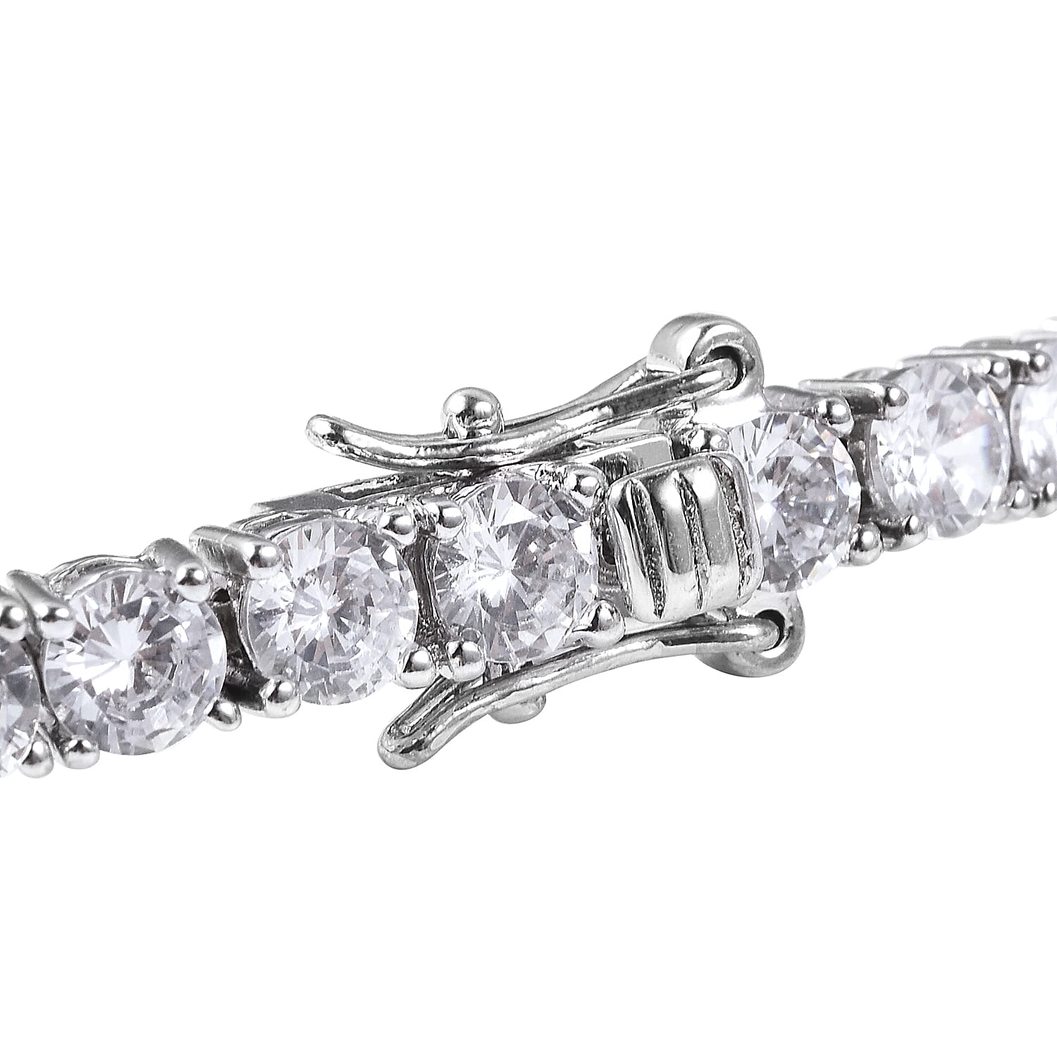 Simulated Diamond (Rnd) Bracelet (Size 8) in Silver Tone