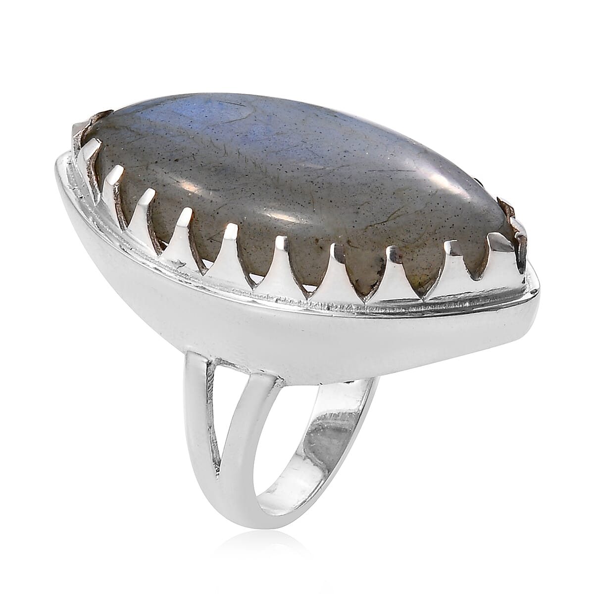 Artisan Crafted Labradorite (Mrq 30x15 mm) Ring in Sterling Silver 24.970 Ct, Silver wt 7.60 Gms