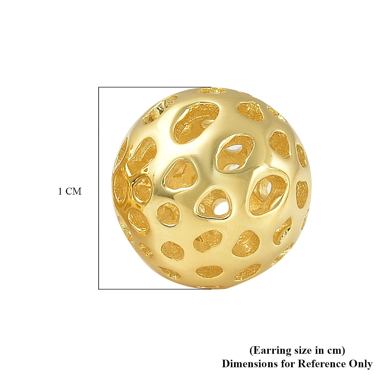 RACHEL GALLEY Yellow Gold Overlay Sterling Silver Globe Stud Earrings (with Fancy Ball Push Back)