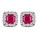 African Ruby (Oct), Natural Cambodian Zircon Earrings (with Push Back) in 14K Gold Overlay Sterling Silver 2.50 Ct.